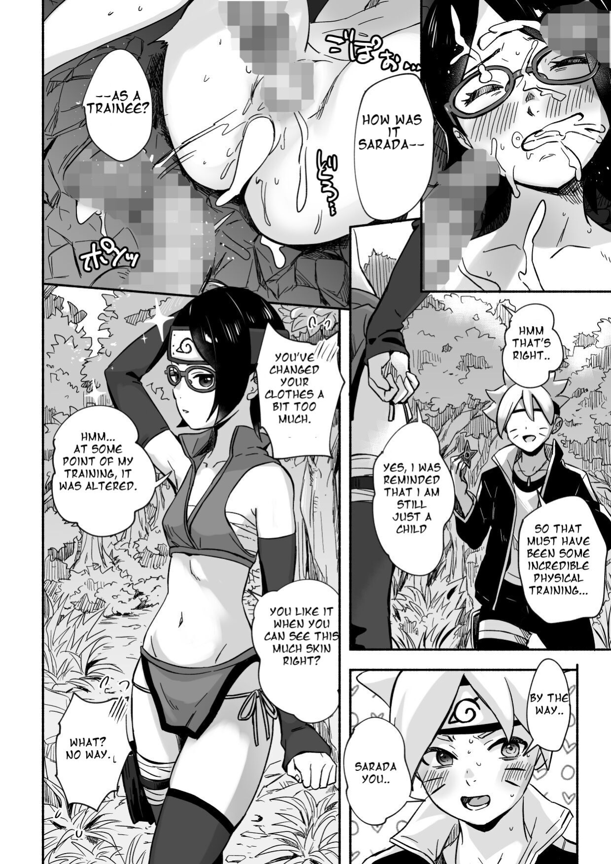 [Silver Dog] Sarada-chan no Chakra o Fuuin Shite Shugyou to Itsuwari Eroi Koto o suru Hon | A book about training and tricking Sarada-chan, who had her chakra sealed, into doing erotic things (Boruto) [Smiling_Pirate]