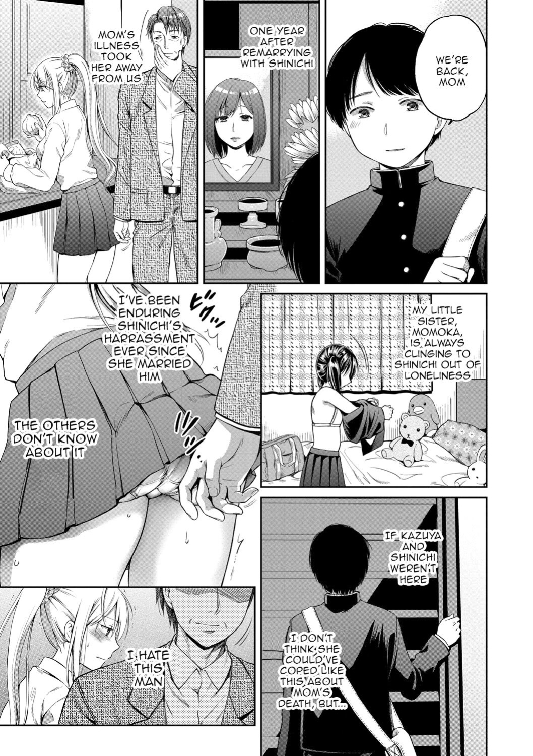 [Harusawa] Nisemono Kazoku - Gifu ni Ochite Iku Musume | Daughter Falling Into Stepfather Ch.1-2