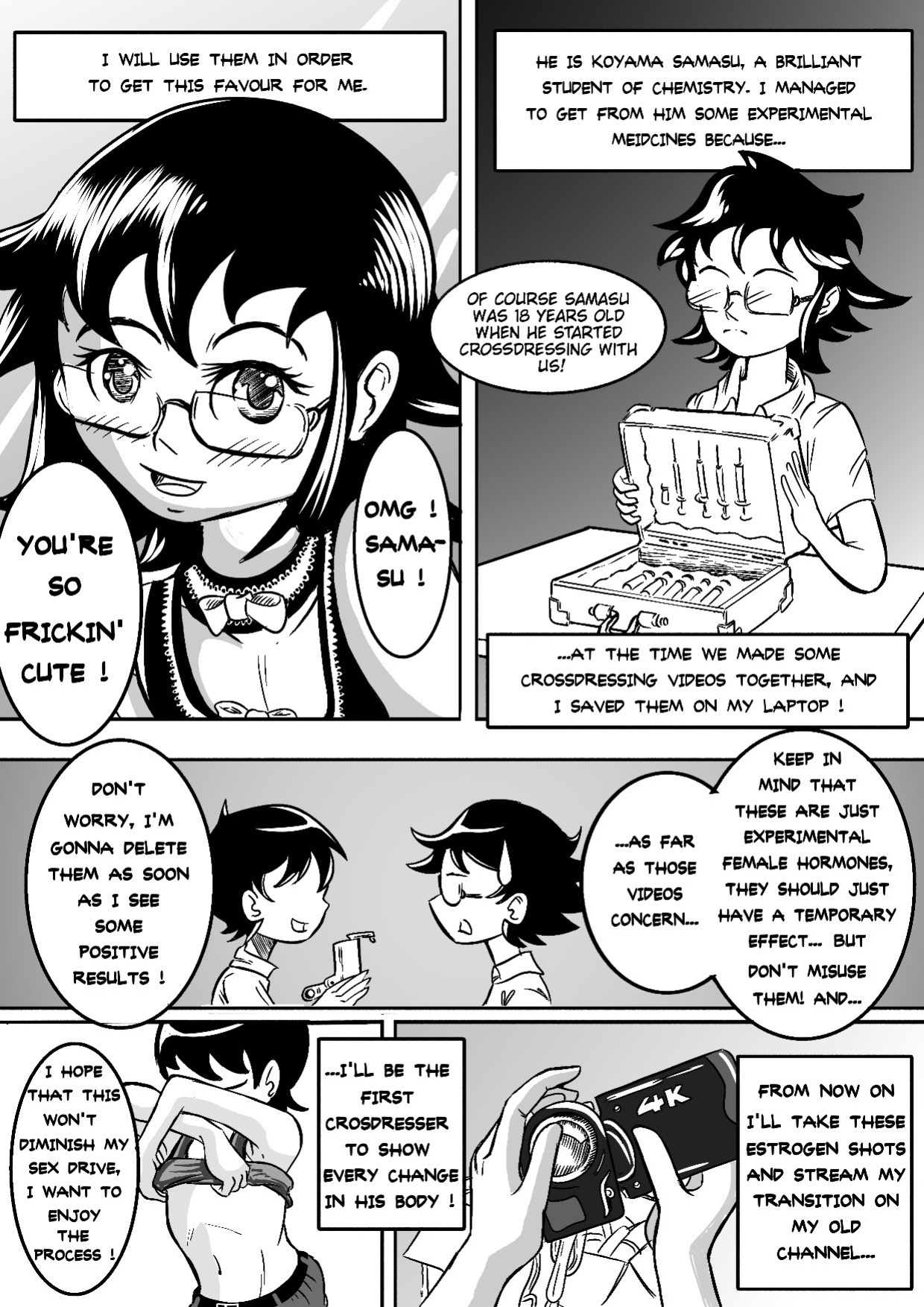 I tried female hormones to become a crossdresser Idol (black and white)