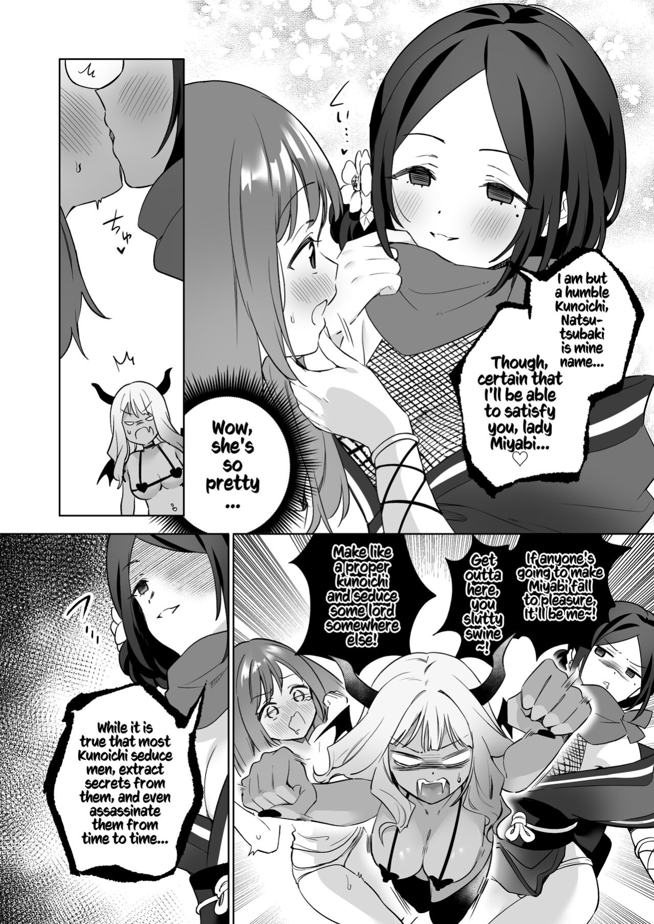 [Gutsutoma (Tachi)] Yuri Kakusei Succubus vs Yuri Kakusei Kunoichi ~Watashi no Karada de Yuri Ecchi Battle suna!~ | Lesbian Awakening: Succubus vs Kunoichi! ~Don't Use My Body to Fight your Sexy Lesbian Battle~ [Kusanuu]