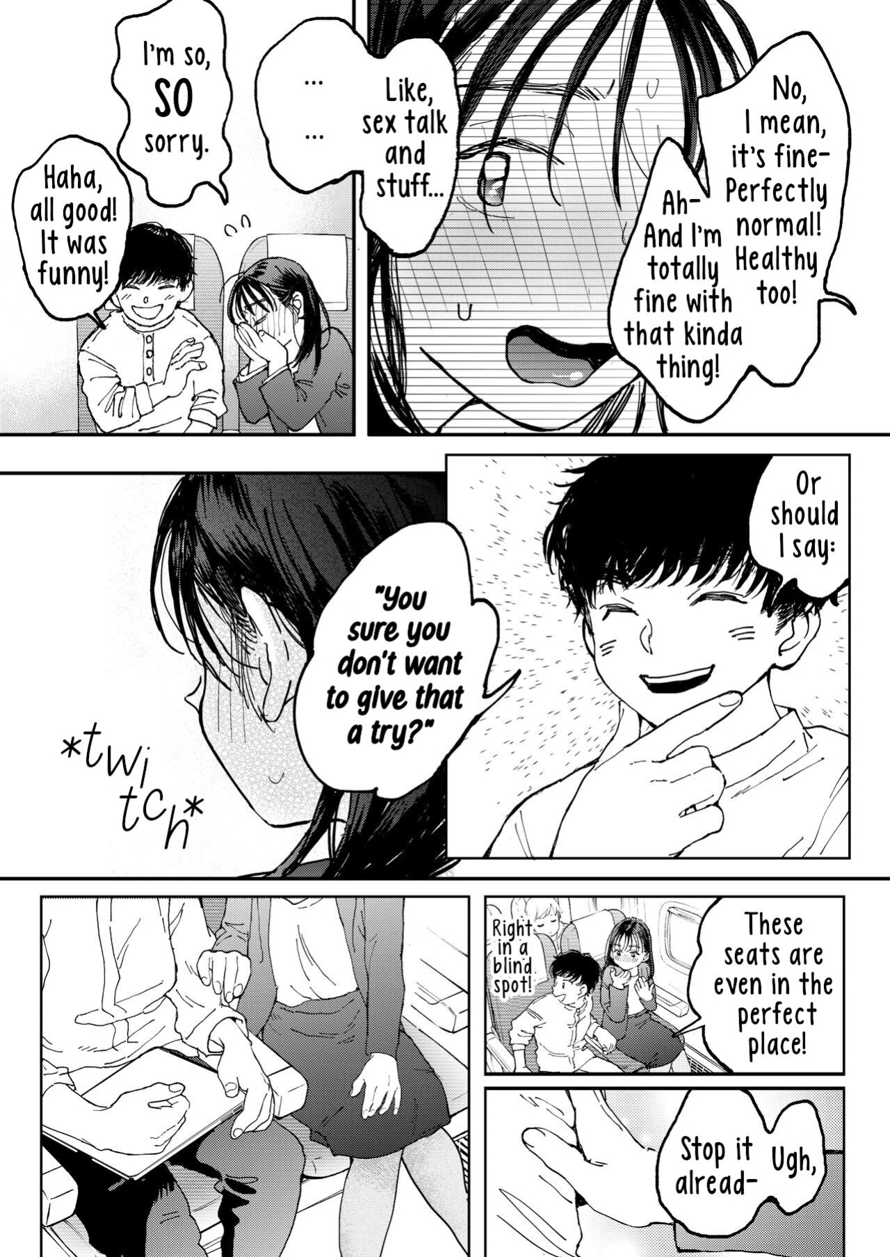 [Denbu Momo] Muramura OL-san wa Hikouki no Naka demo Seiyoku o Mitashitai | Horny OL-san, even on an Airplane, Wants To Satisfy Her Sexual Desires