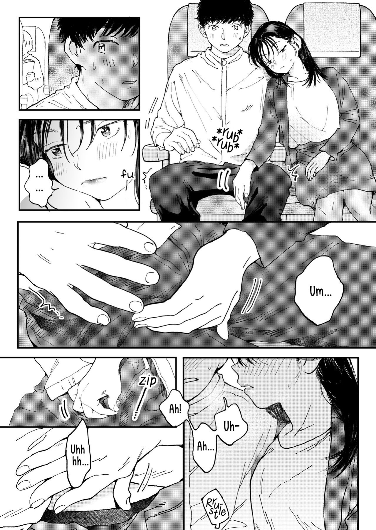 [Denbu Momo] Muramura OL-san wa Hikouki no Naka demo Seiyoku o Mitashitai | Horny OL-san, even on an Airplane, Wants To Satisfy Her Sexual Desires