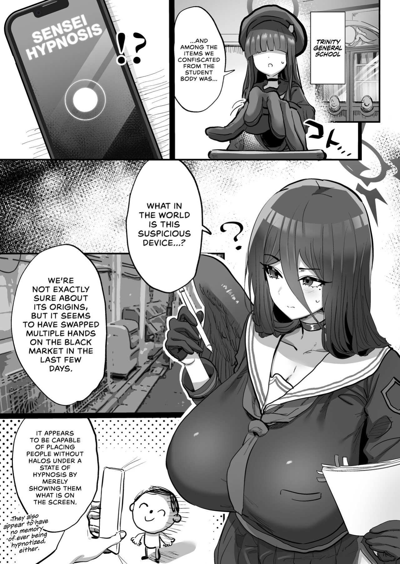 [Hikagemon (Tenpiboshi)] Sensei Saimin Smapho | Using A Smartphone App To Hypnotize Sensei (Blue Archive) [head empty]