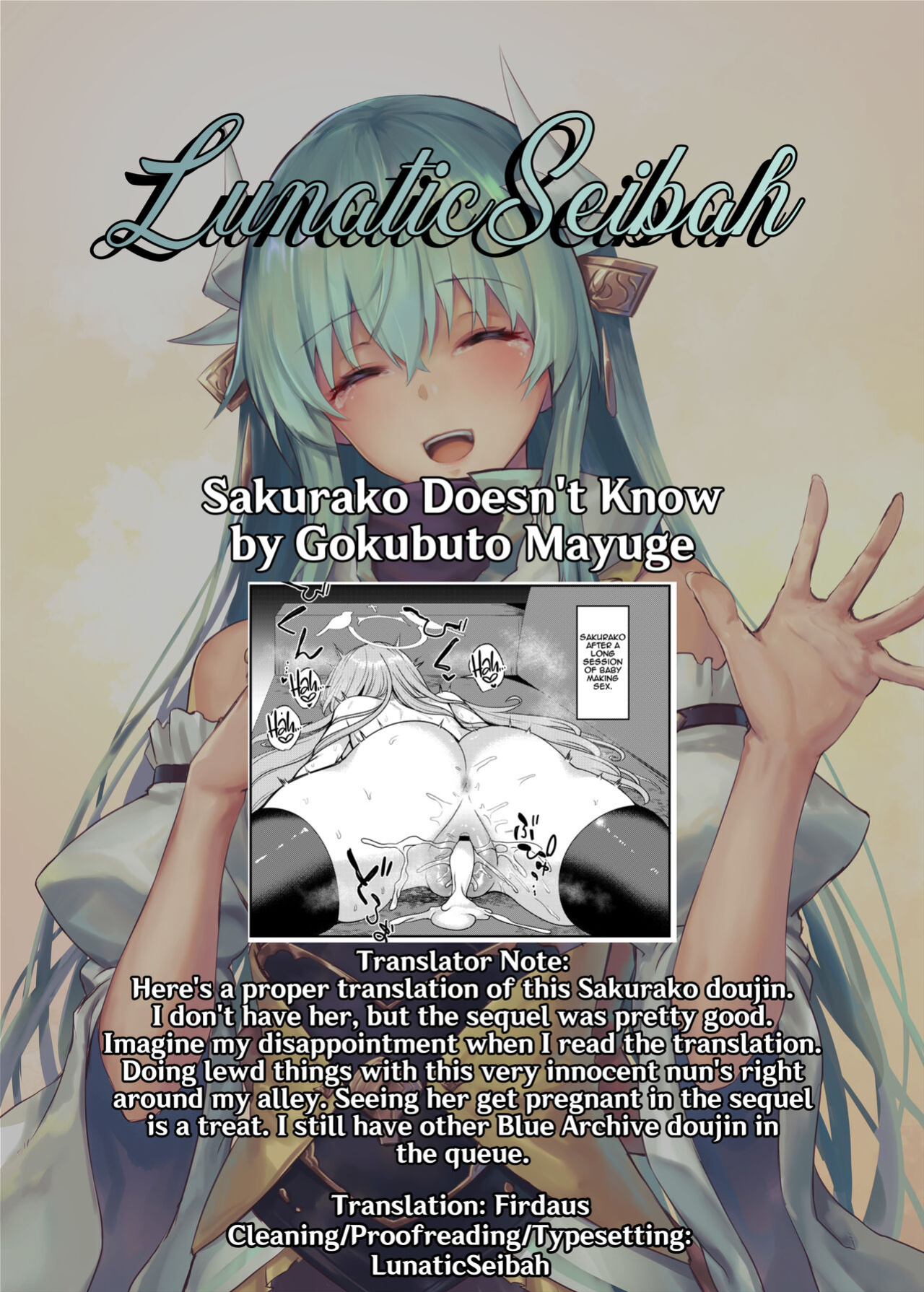 [Ryuukakusan Nodoame (Gokubuto Mayuge)] Sakurako-sama wa Nani mo Shiranai | Sakurako Doesn't Know (Blue Archive) [LunaticSeibah]