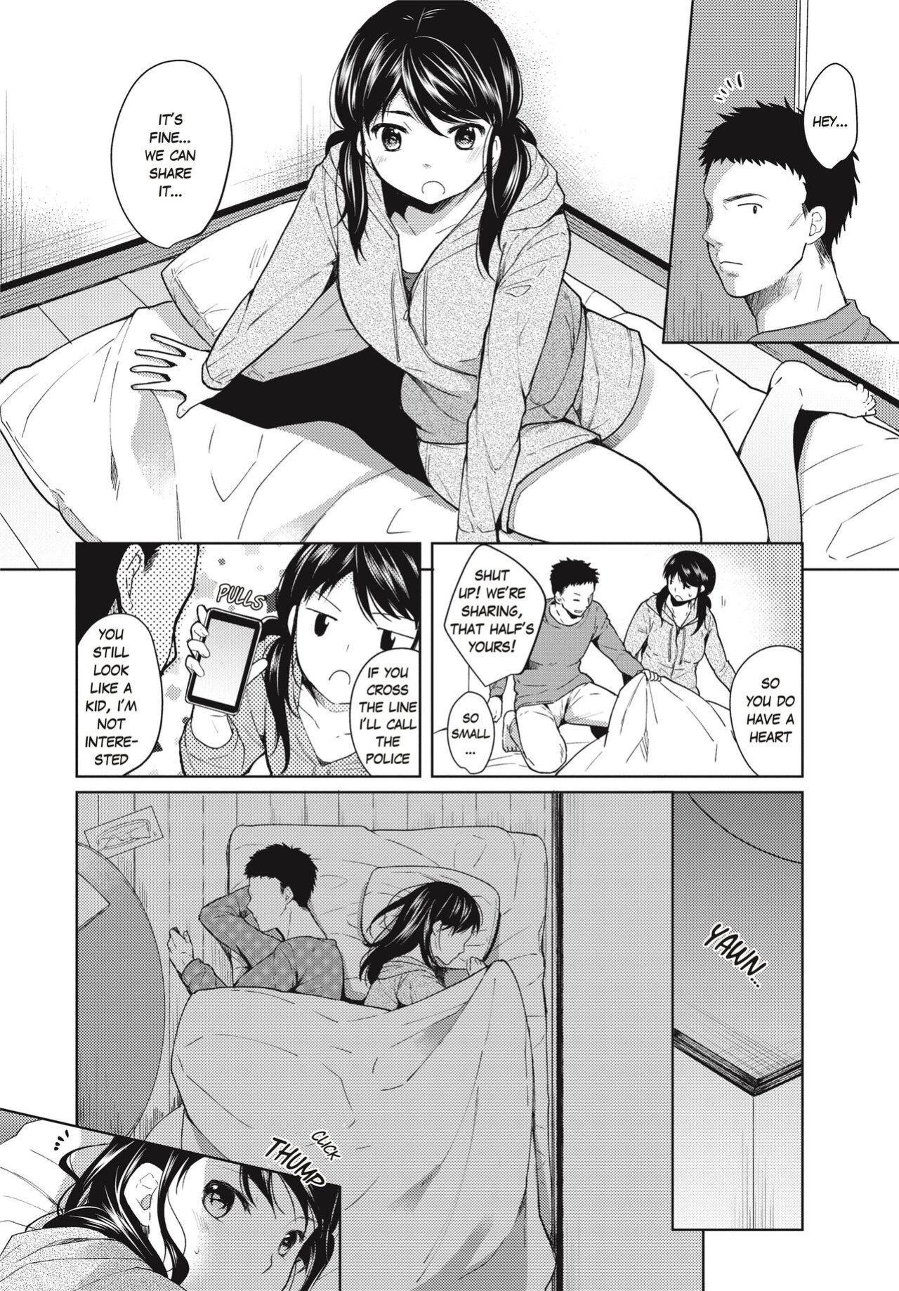 [Fumitsuki Sou] 1 Room Apartment + Highschool Girl Suddenly Living Together? Close Contact!? First Sex!!? Ch. 1 [Project-H]