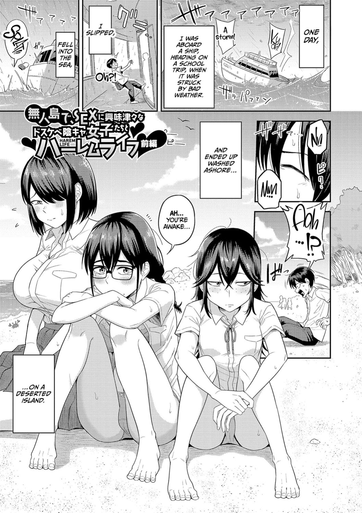 [Makosho] Mujintou de, SEX ni Kyoumi Shinshin na Dosukebe Inkya Joshi-tachi to Harem Life