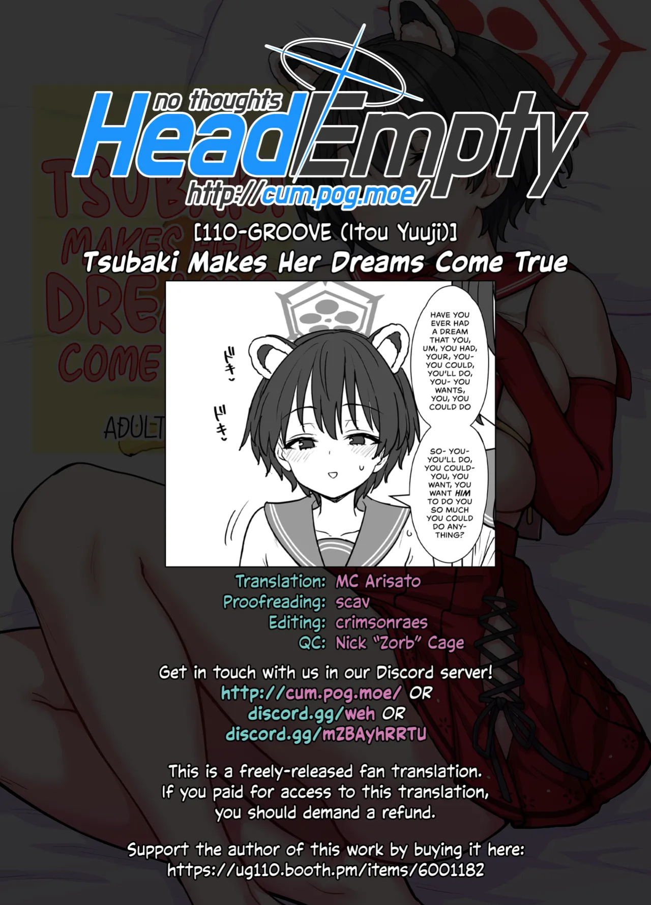 [110-GROOVE (Itou Yuuji)] Yume o Kanaeru Tsubaki-san | Tsubaki Makes Her Dreams Come True (Blue Archive) [head empty]