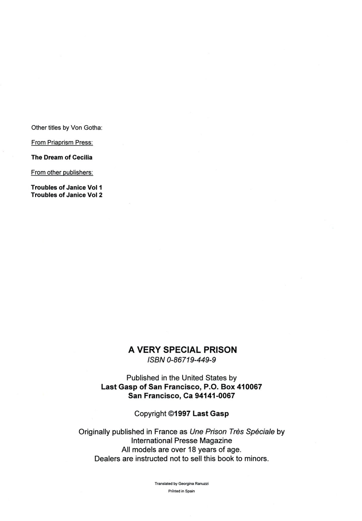 [Erich Von Gotha] A Very Special Prison