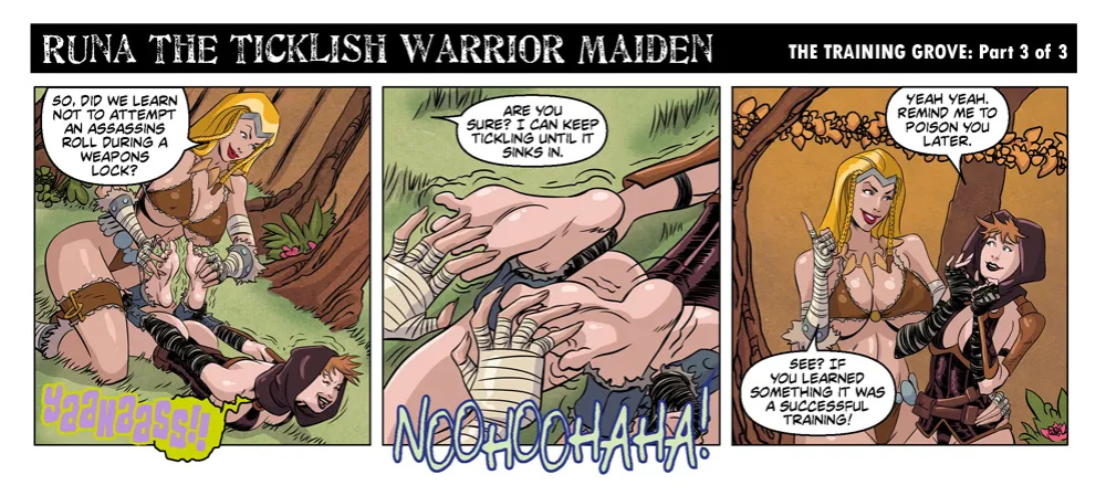 Bandito - The Ticklish Warrior Maiden - 3 Panel Comic