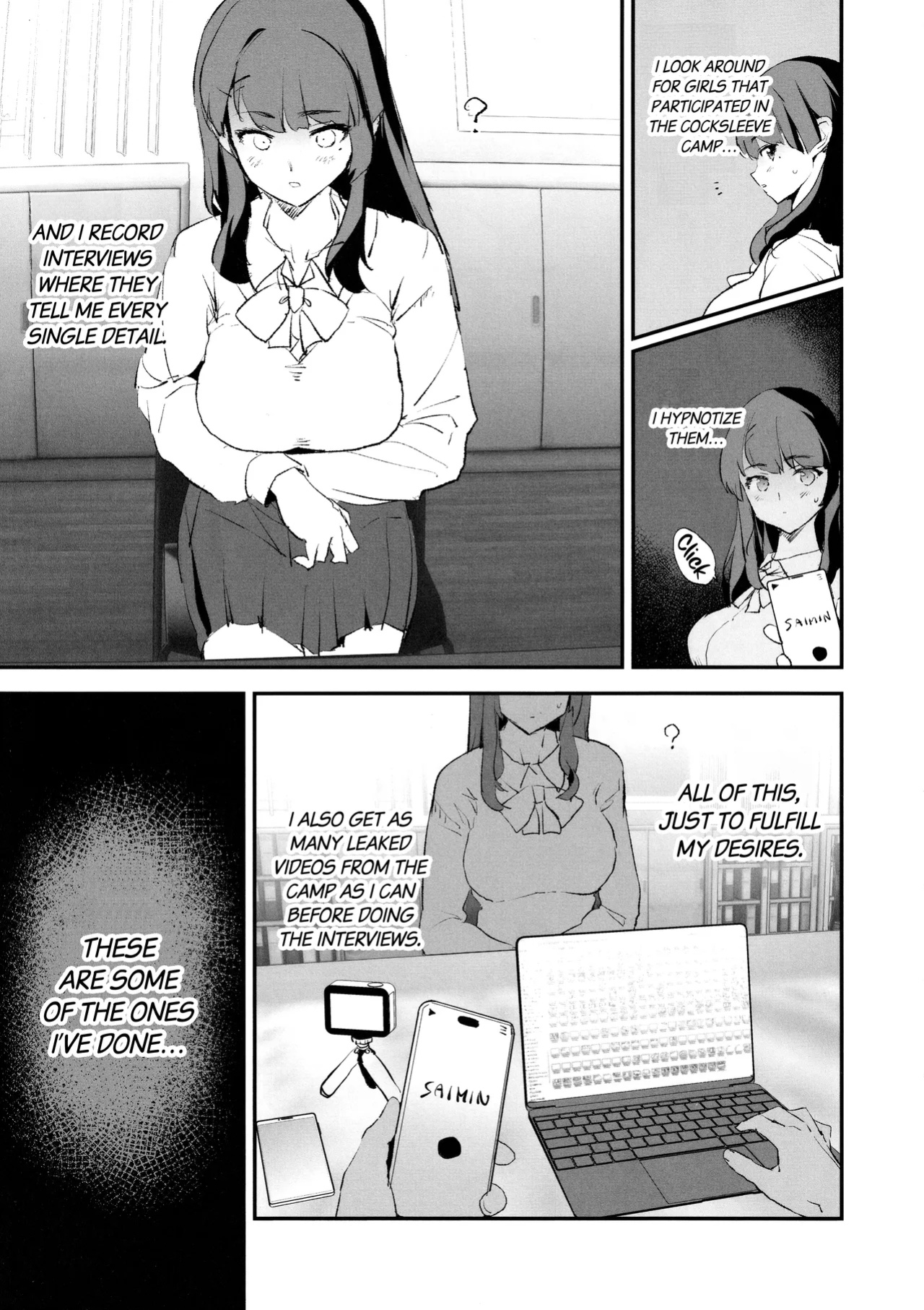 (C104) [Yami ni Ugomeku (Dokurosan)] Onaho Gasshuku Saimin Dosukebe Interview + Omake [Kinsei Translations]