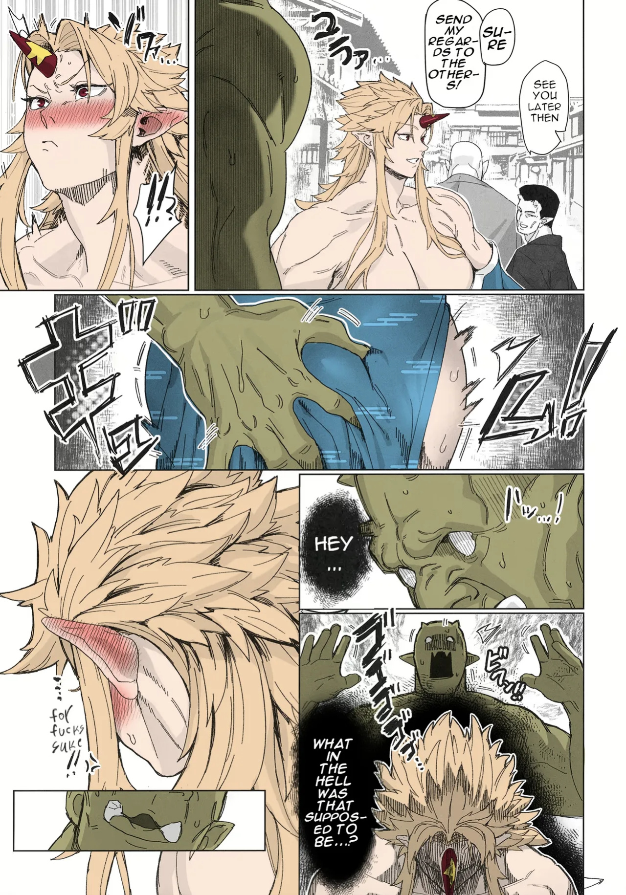 Yuugi Locked In A Grapple With An Orc 2
