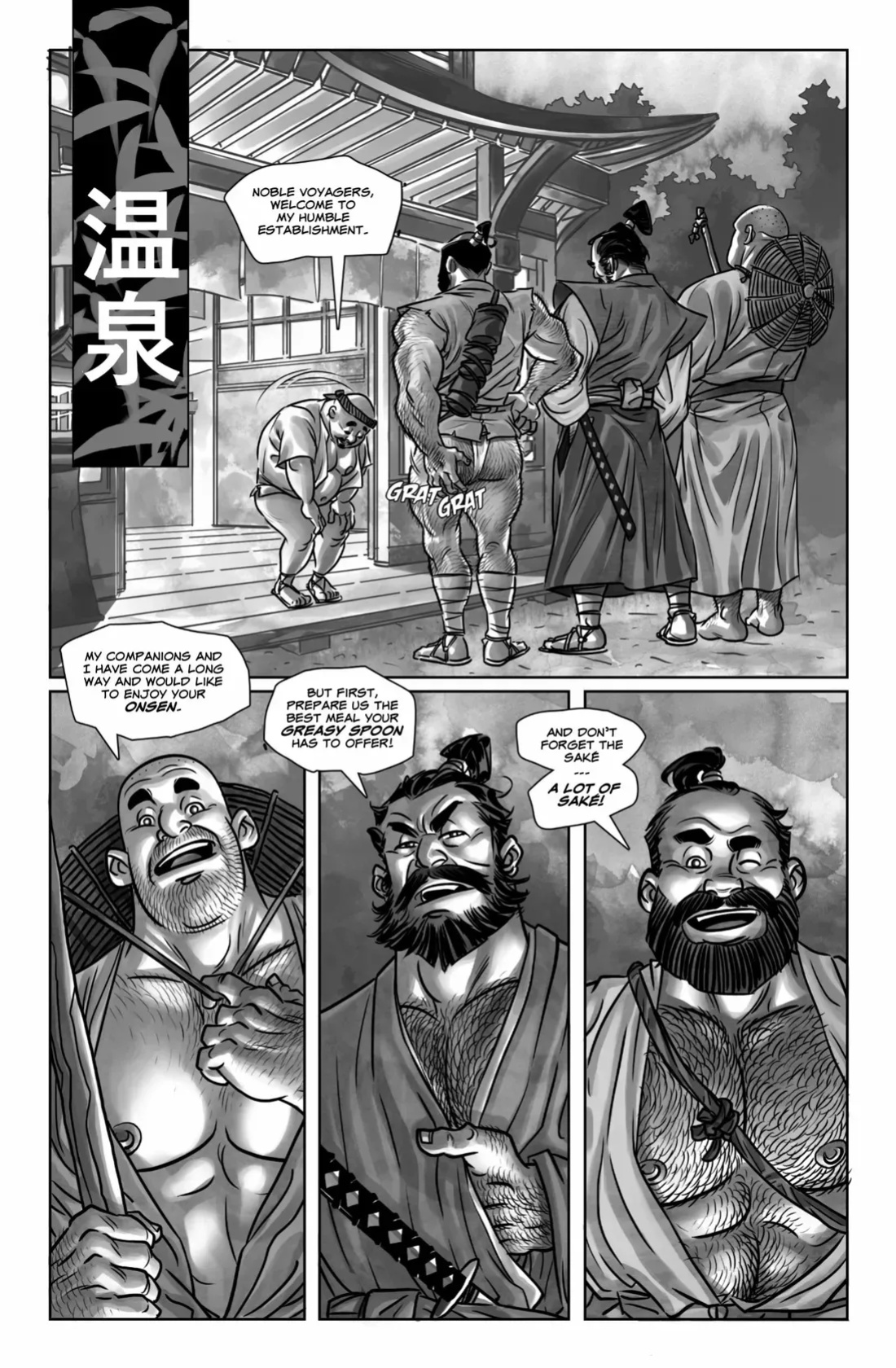 [Logan Kowalsky] 3 stooges in the Edo era – Onsen [Eng]