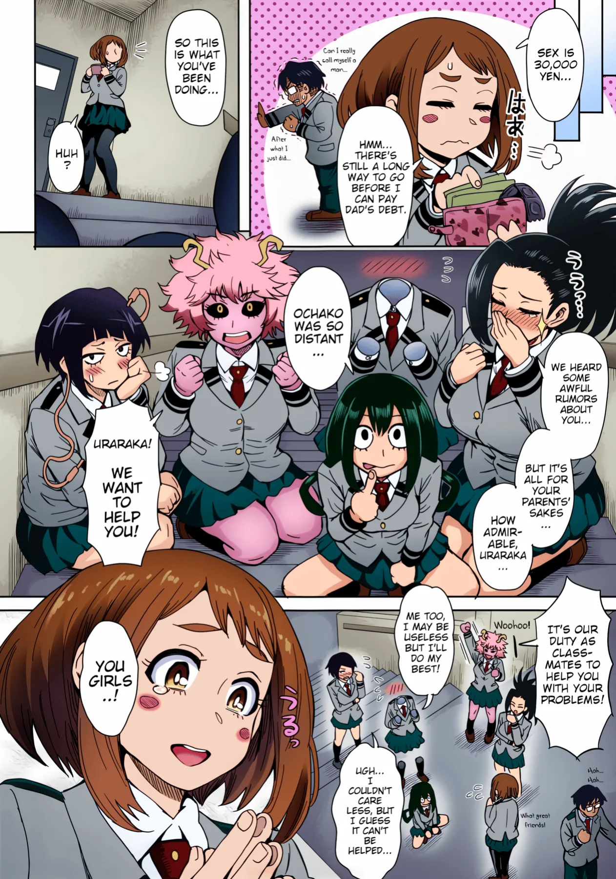 (C90) [Eight Beat (Itou Eight)] Uraraka Ura Fuuzoku | Uraraka's Behind-the-Scenes Prostitution (Boku no Hero Academia) [Glittering Translations] [Colorized]