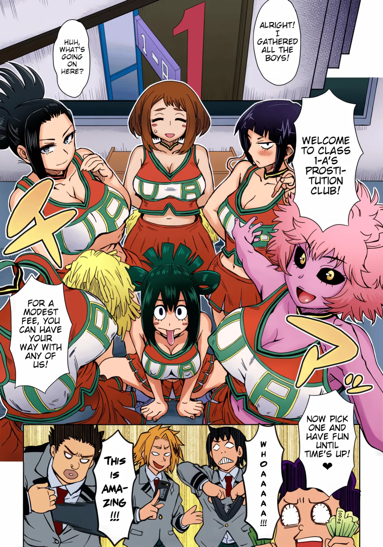 (C90) [Eight Beat (Itou Eight)] Uraraka Ura Fuuzoku | Uraraka's Behind-the-Scenes Prostitution (Boku no Hero Academia) [Glittering Translations] [Colorized]