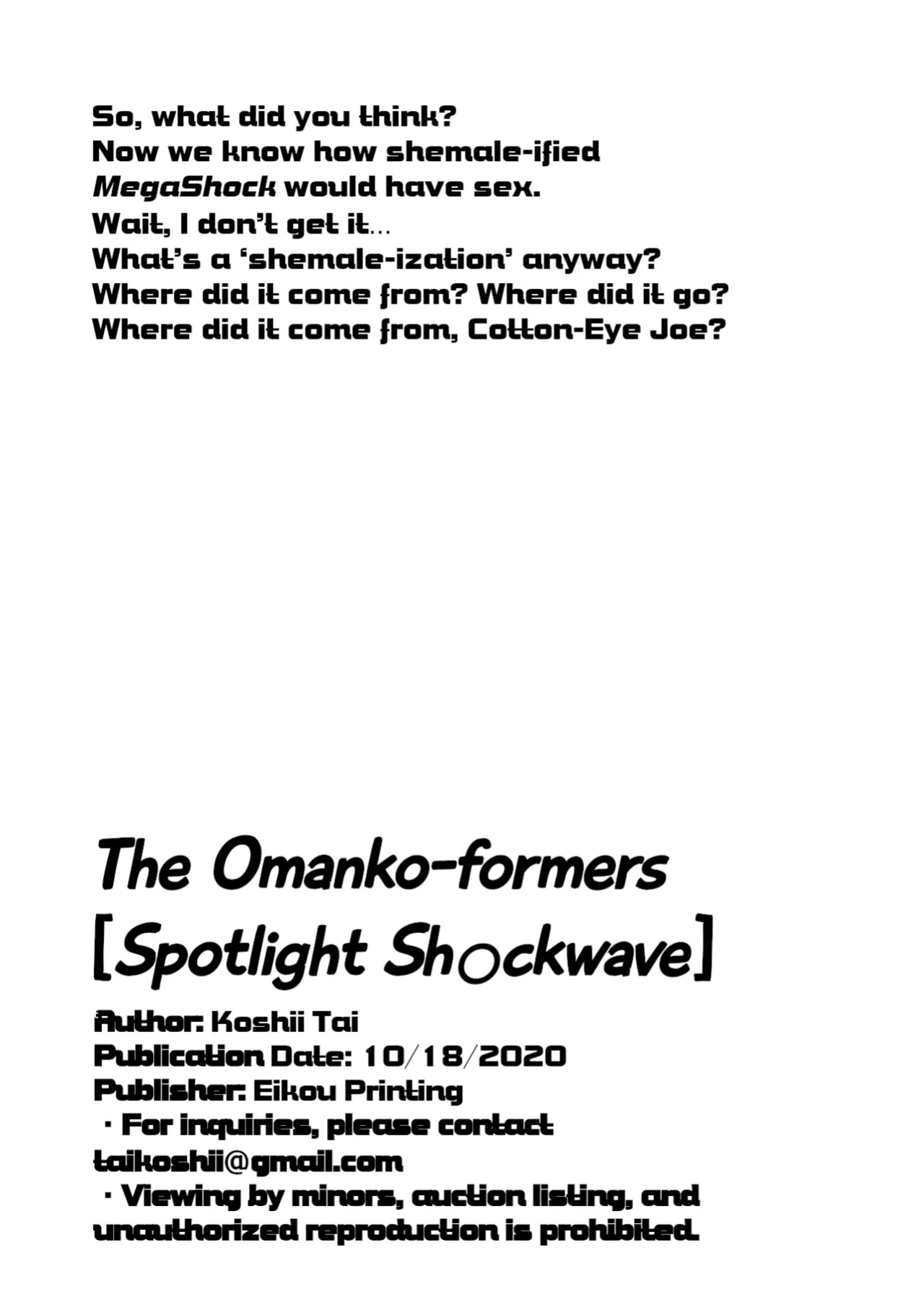 [Koshi no Itami (Koshii Tai)] Omankoformers: Spotlight Shockwave (Transformers) [head empty + Wiimouto]