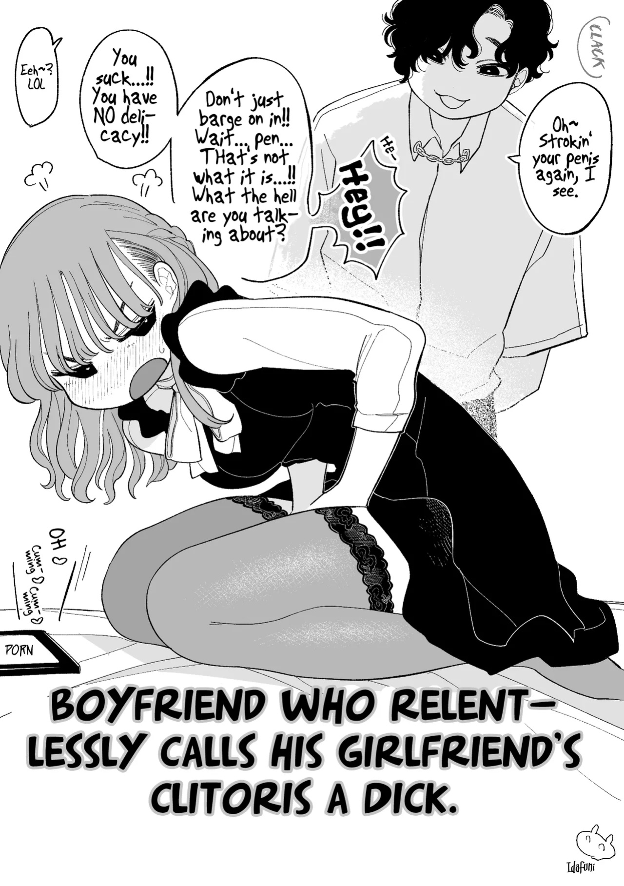 [Idaten Funisuke] Shitsuyou ni Kanojo no Clitoris o Chinko Yobawari Suru Kareshi | Boyfriend who Relentlessly Calls his Girlfriend's Clitoris a Dick [Pangean]
