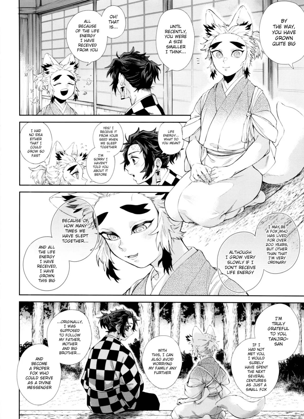 (Tanjoubi ni wa 1000 no Hanataba Hoshi ni Negai o. 2022) [Mekao (Den Meka)] Kitsune Musubi Ni | Tying the Knot with a Fox 2 (Kimetsu no Yaiba) {Chin²}