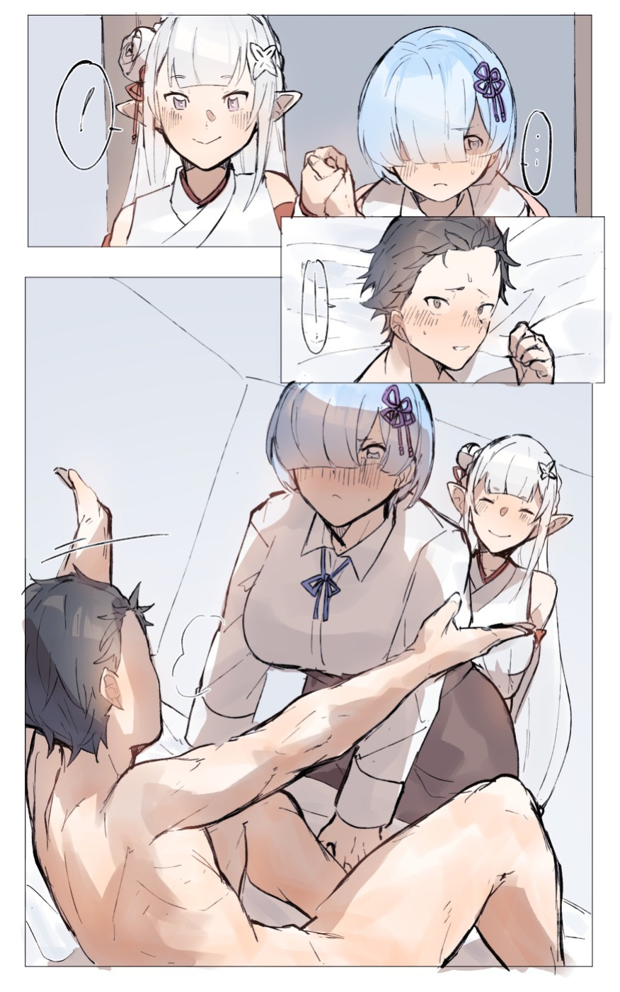 [Angel] Subaru x Emilia and Rem New Year 2025 (Re:Zero kara Hajimeru Isekai Seikatsu)