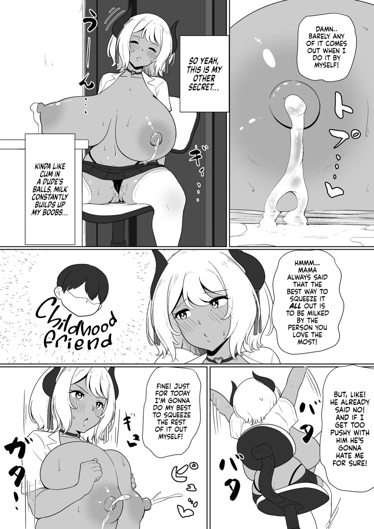 [Toiro-tei (Kuroiro Toiro)] inma na Osananajimi no Sakunyuu Jijou "Houkago Onedari Chichishibori Hen" ー Milking My Succubus Childhood Friend?! - Begging To Be Wrung Out After School! [head empty]