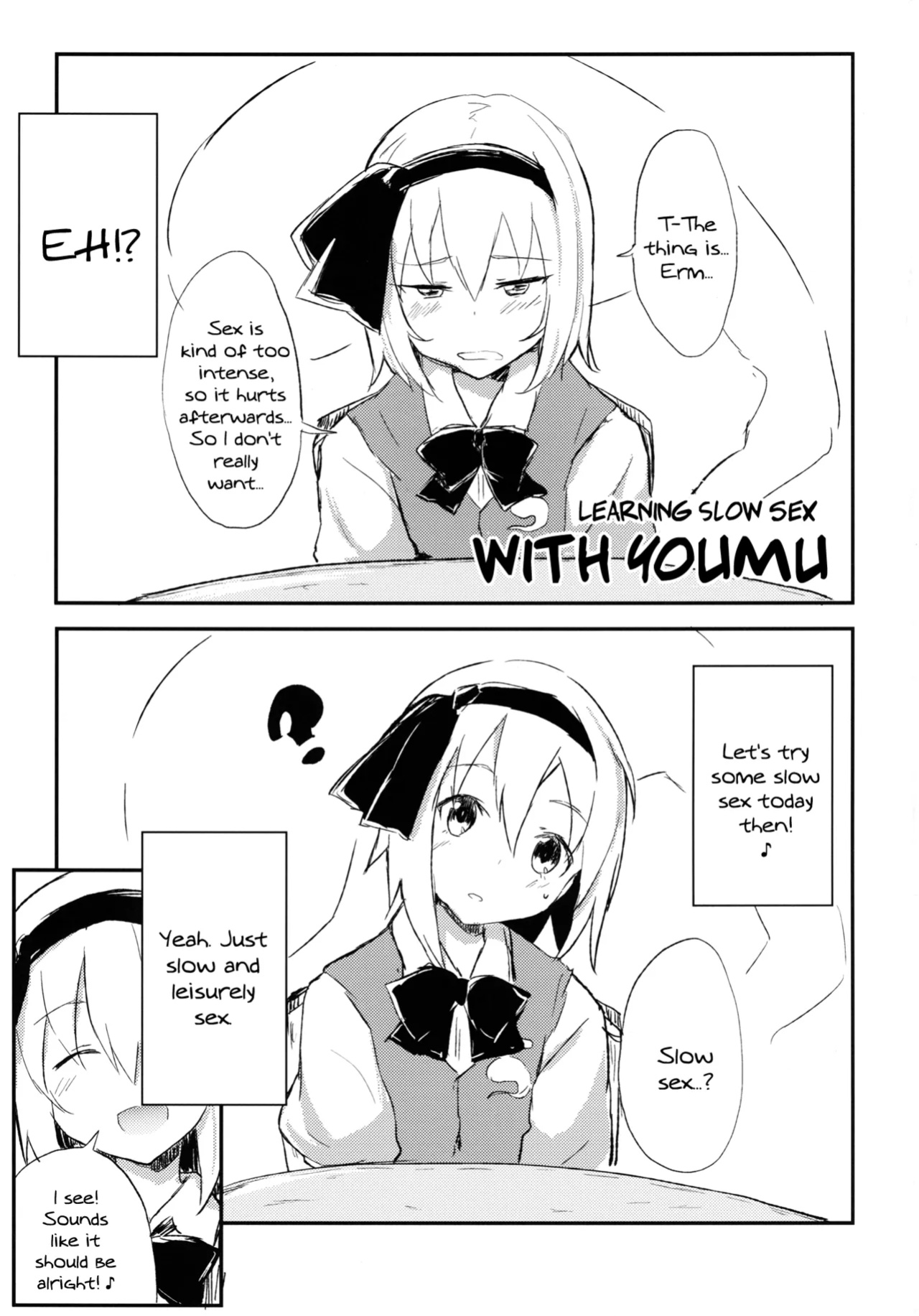 [100yenMoFA (Mirino)] Youmu de Manabu Slow Sex | Learning Slow Sex with Youmu (Touhou Project) {pesu}