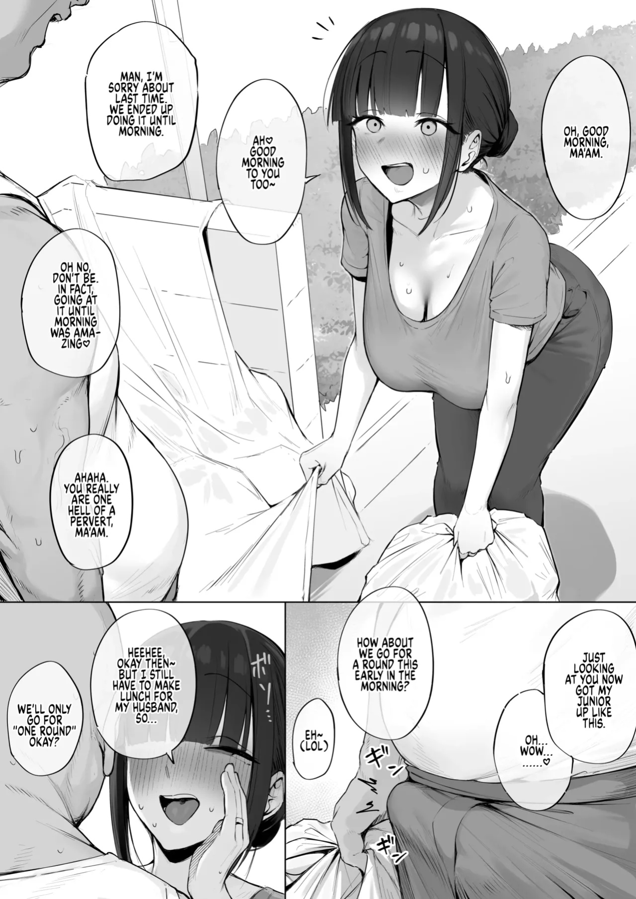 [Almondman] Asakara Dosukebe Uwaki Koubi Shichau Hitozuma-san | A Perverted Wife Having Cheating Sex Early In The Morning