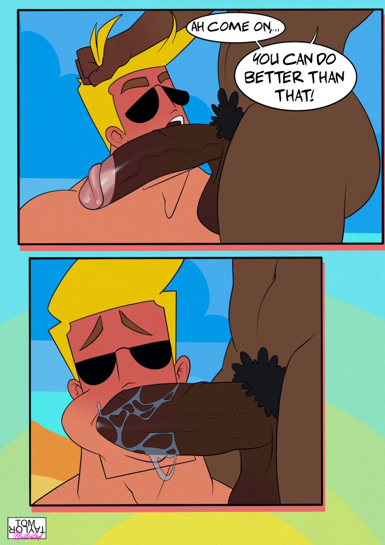 [Tom Taylor] Cruising with Johnny Bravo 2 - The Nude Beach Orgy! No Load Refused! [Eng]