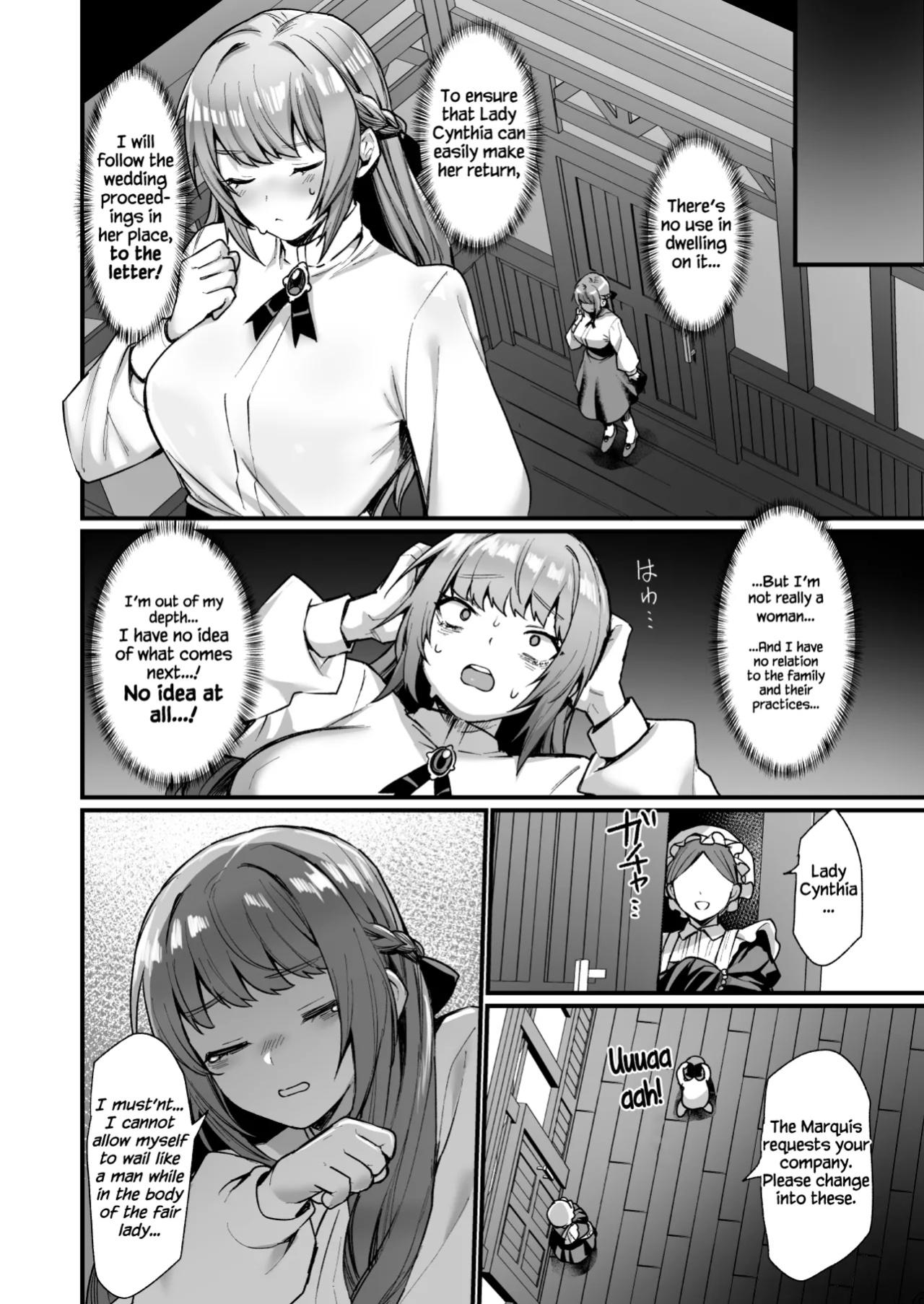 [Doujin Echigoya (Echigoya Takeru)] Goei Kishi no Irekawari Nyotaika Mission! | The Escort Knight's Bodyswapping Genderbending Mission! [Dummie]