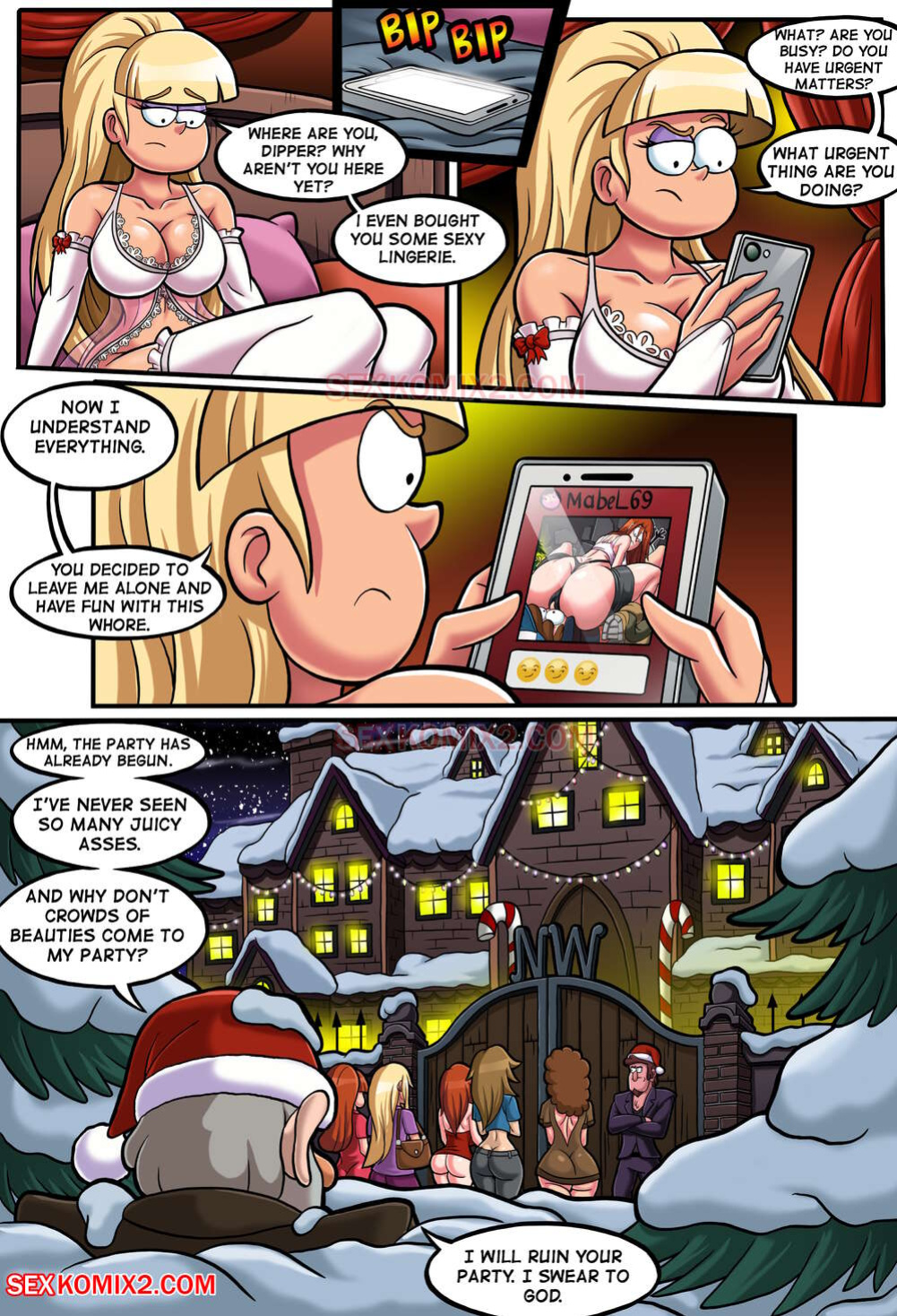 [SexKomix] New year party and a big pink teddy bear (Gravity Falls)