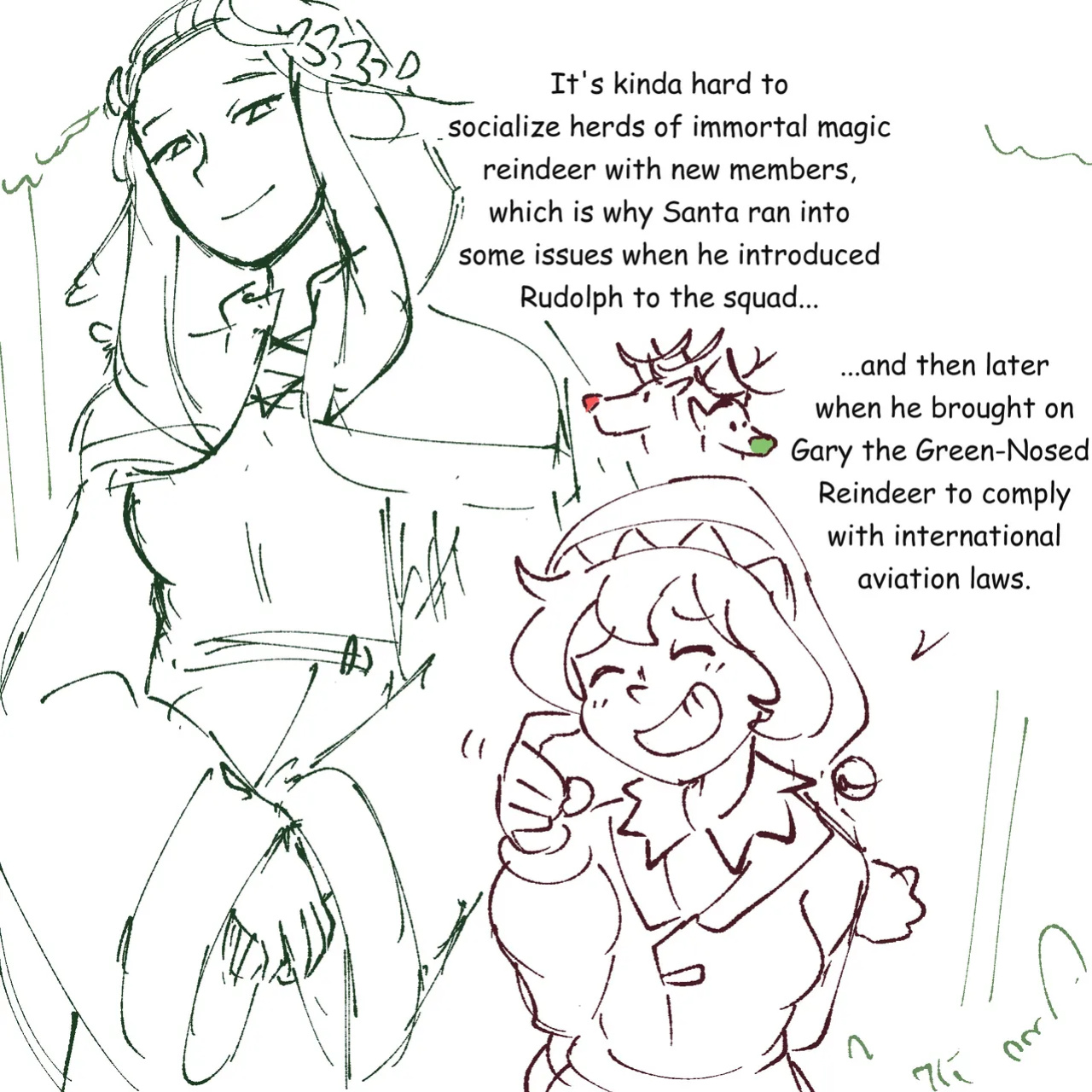 [jsketch12 art] Epic Santa Elf x Fantasy Elf Yuri