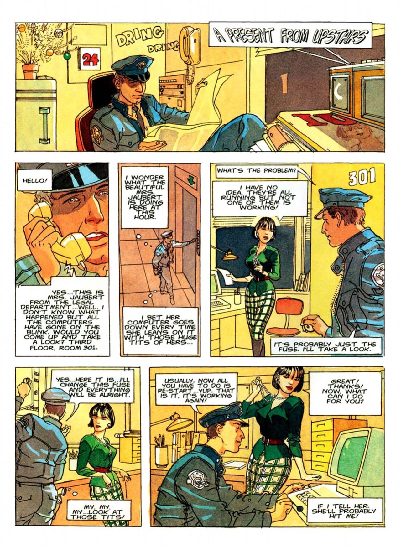 [Jean-Pierre Gibrat as Martel] A present from upstairs