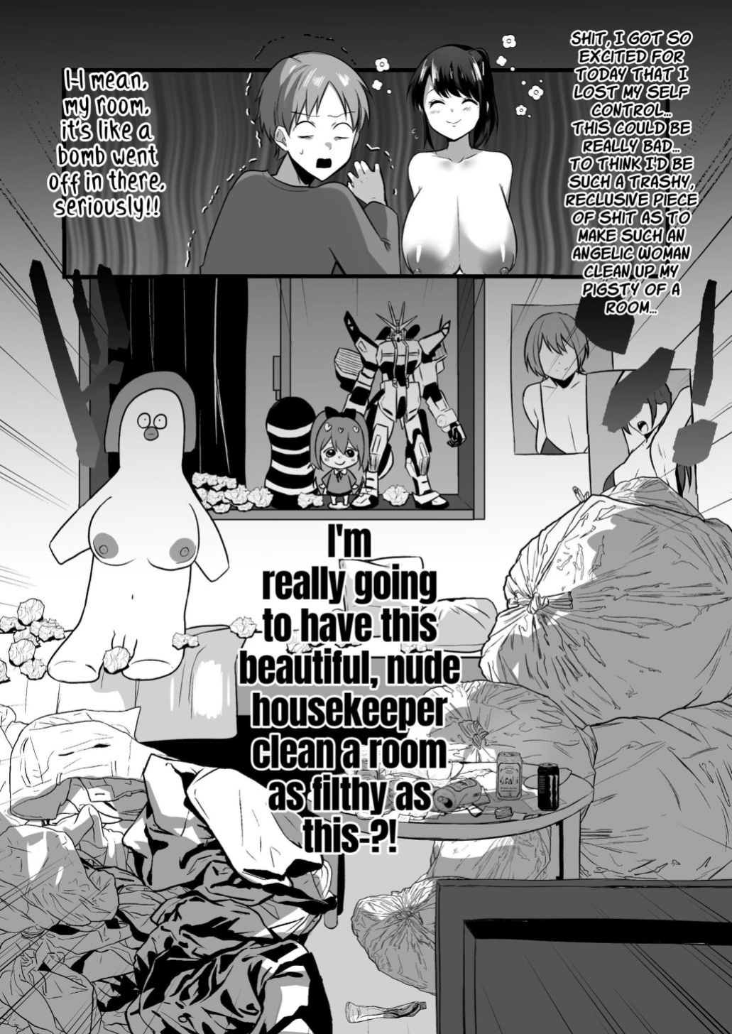 [Atelier TODO (Kawai, TODO Kantoku)] [Zenra de Kaji Daikou] Hitozuma Kaseifu-san ga Hikikomori de Motenai Boku ni Yasashiku Shite kureta | Naked Housework Agency ~The Married Housekeeper Treated Shut-in Uncool Me So Very Kindly~ [Kusanuu]