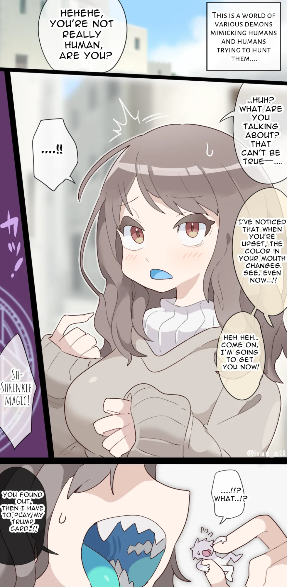 [imaat] A vore manga where you are shrunk by a girl with blue mucous membranes and then swallowed whole [English/Japanese]