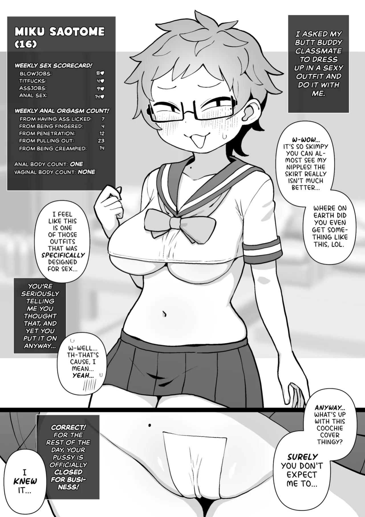 [Surudoiman no Irutokoro (Norihito)] Mob-gao Shojo Anal・Ero Cos Rikuesuto (Pixiv Fanbox) | Anal development of my plain-faced virgin classmates: Miku Arc [Wiimouto]
