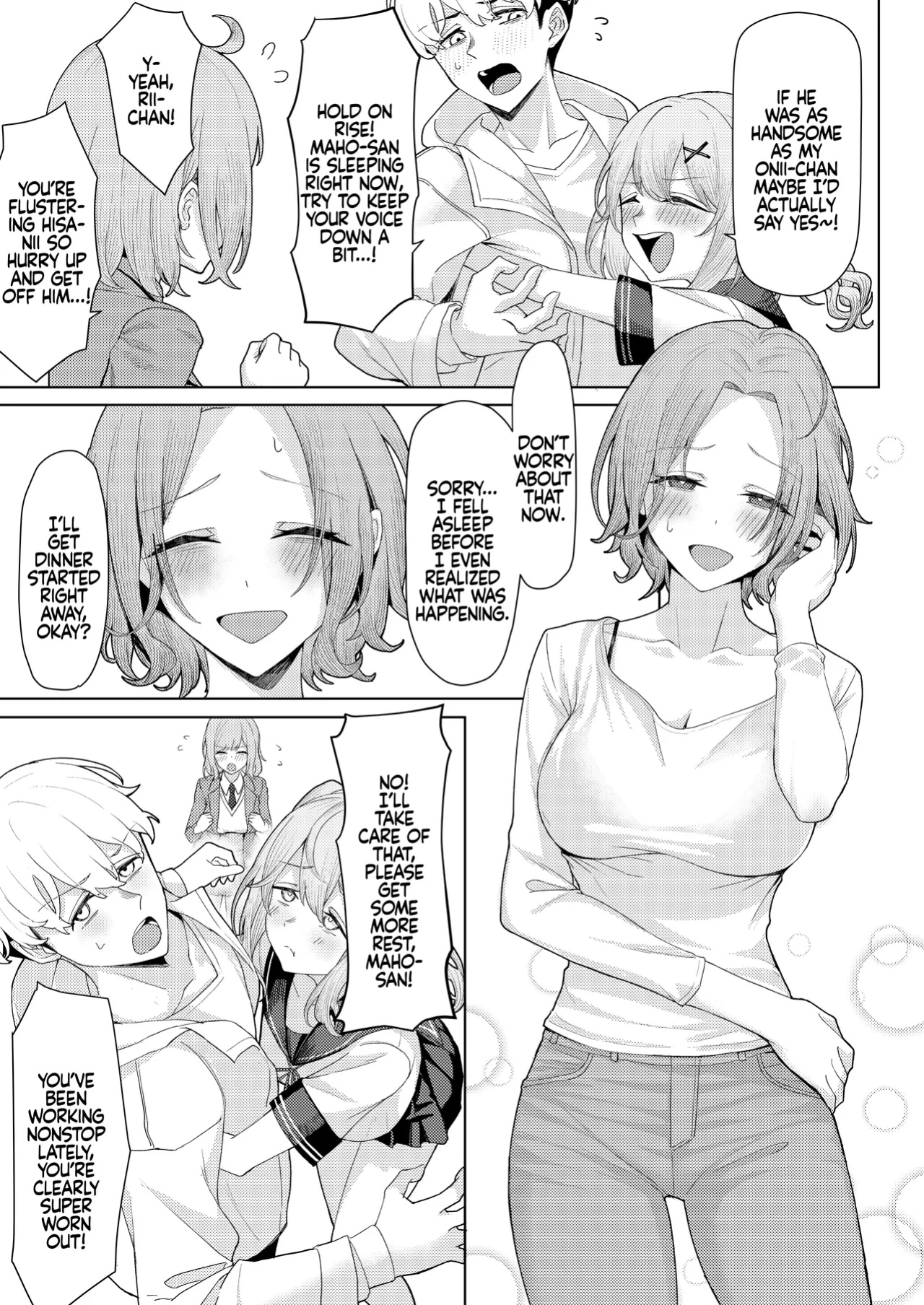 [Kamatsuka (Kamatsuka)] Chichi no Saikon de Doukyo suru Koto ni Natta Gibo no Gijou Shimai to Kawarugawaru Sex shite shimatta Hon | Living with My Stepmom and Stepsisters After Dad's Remarriage and Having Sex with Them All
