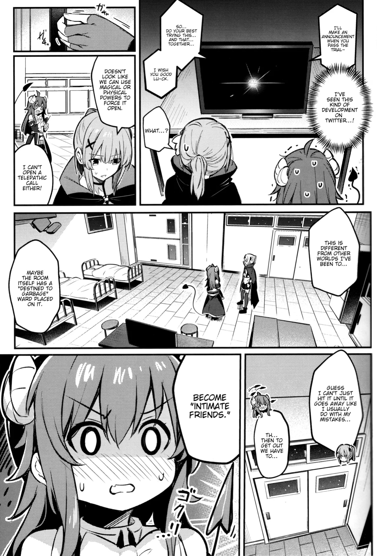 (C103) [Bochi Bochi no Ki (Borusiti)] Mazoku wa Shukuteki to Nakayoshi Shinai to Derarenai Heya ni, Tojikomerarete Shimatta! (Machikado Mazoku) [tabibit0]