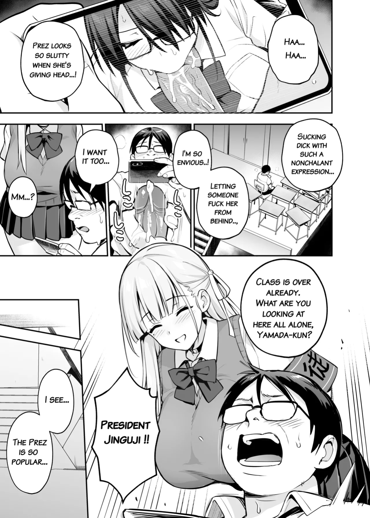 [TRY&Hougen Futari Shakai (Hougen)] Akogare no Seitokaichou ga Kyonyuu Sugiru Ken 2 | About the Beloved Student President's Huge Tits 2