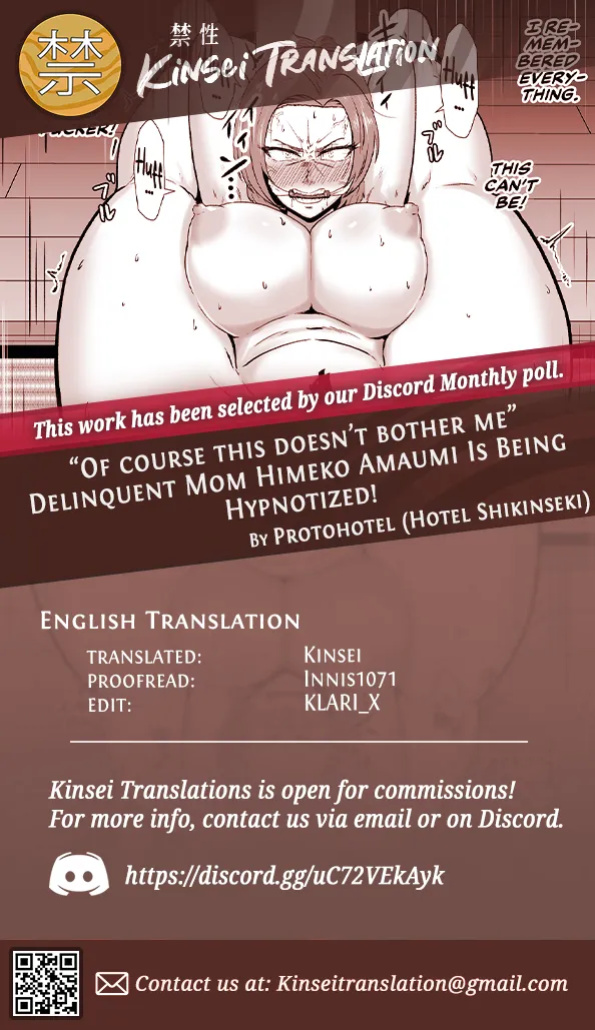 [Hotel Shikinseki (Protohotel)] "Konnan Uwaki ni Naru Wake Naishi" Yanmama Amami Himeko wa Saiminchuu! | “Of course this doesn’t bother me” Delinquent Mom Himeko Amaumi Is Being Hypnotized! [Kinsei Translations]