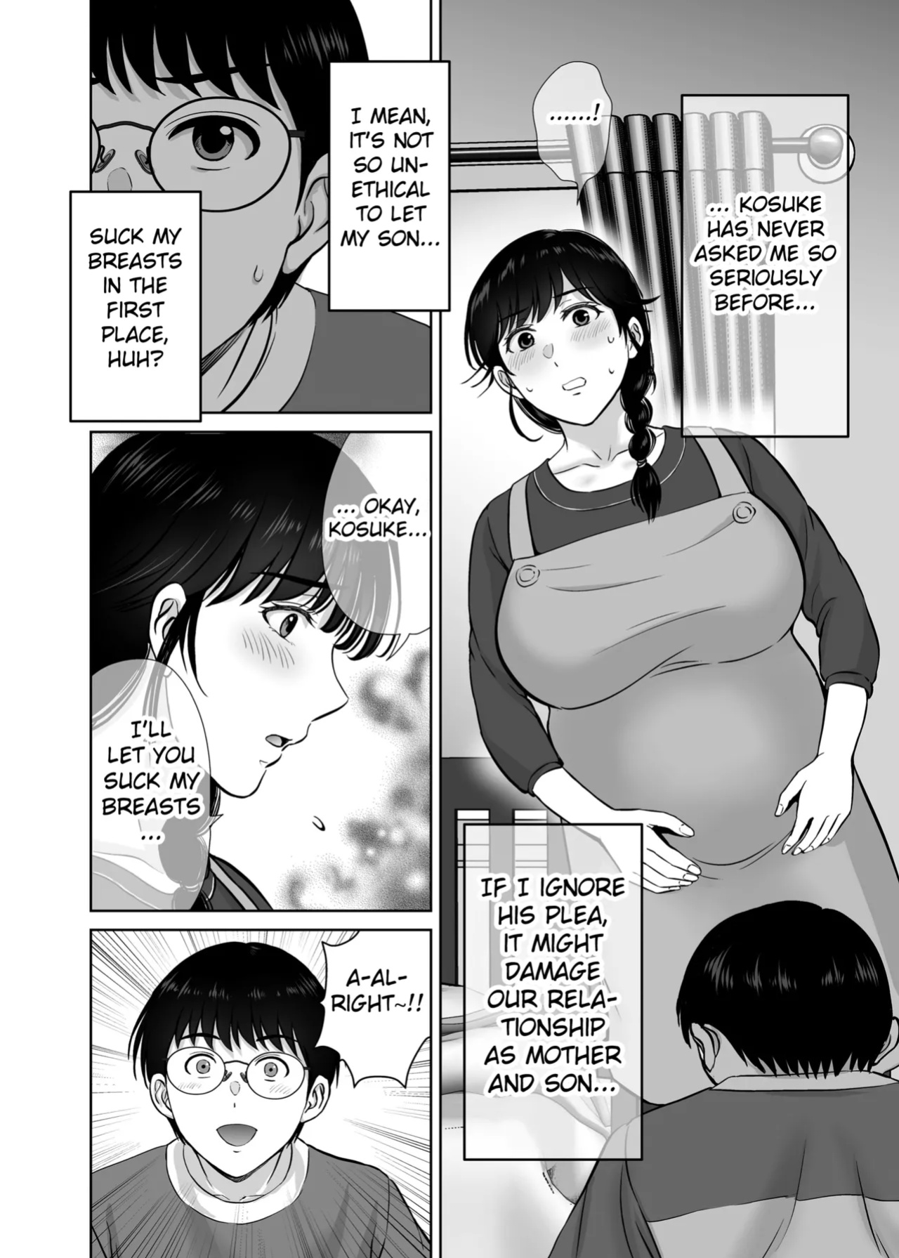 [Melon no Hoshiboshi (Hoshiduki Melon)] Kyonyuu Kaa-san ga Boku no Me mo Mae de 2 ~Bonyuu Mamire de Ikimakutta Hanashi~ (english) (Fated Circle)