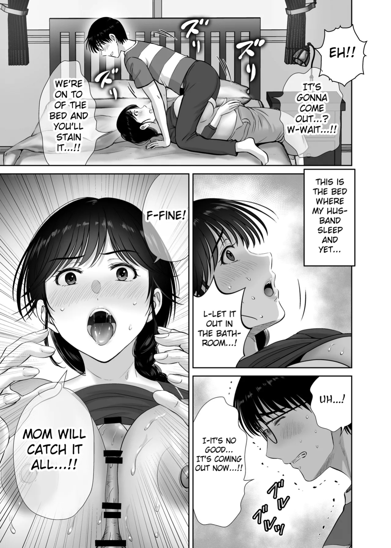 [Melon no Hoshiboshi (Hoshiduki Melon)] Kyonyuu Kaa-san ga Boku no Me mo Mae de 2 ~Bonyuu Mamire de Ikimakutta Hanashi~ (english) (Fated Circle)