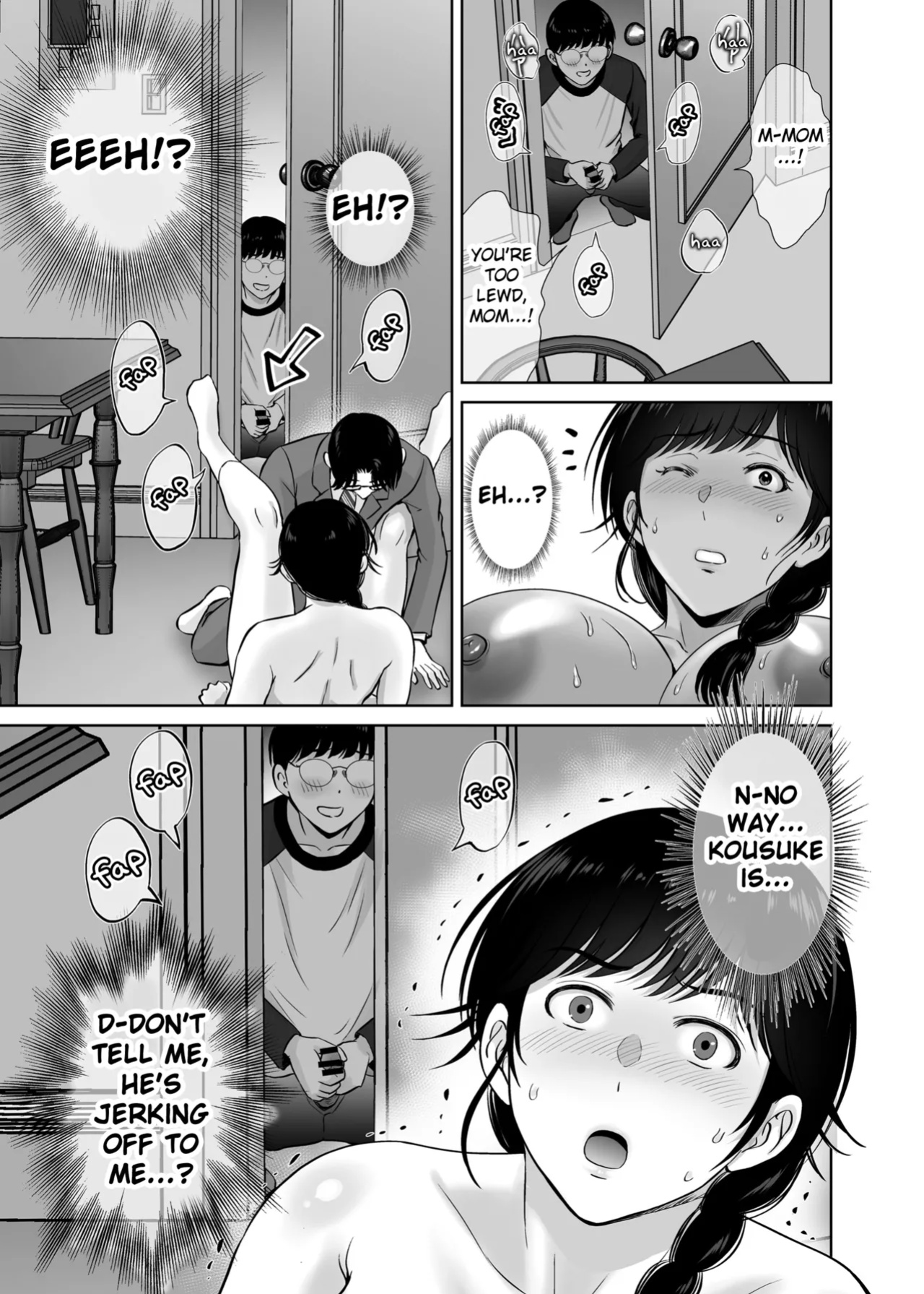[Melon no Hoshiboshi (Hoshiduki Melon)] Kyonyuu Kaa-san ga Boku no Me mo Mae de Oji-san no Namachin de Ikimakutta Hanashi (english) (Fated Circle)