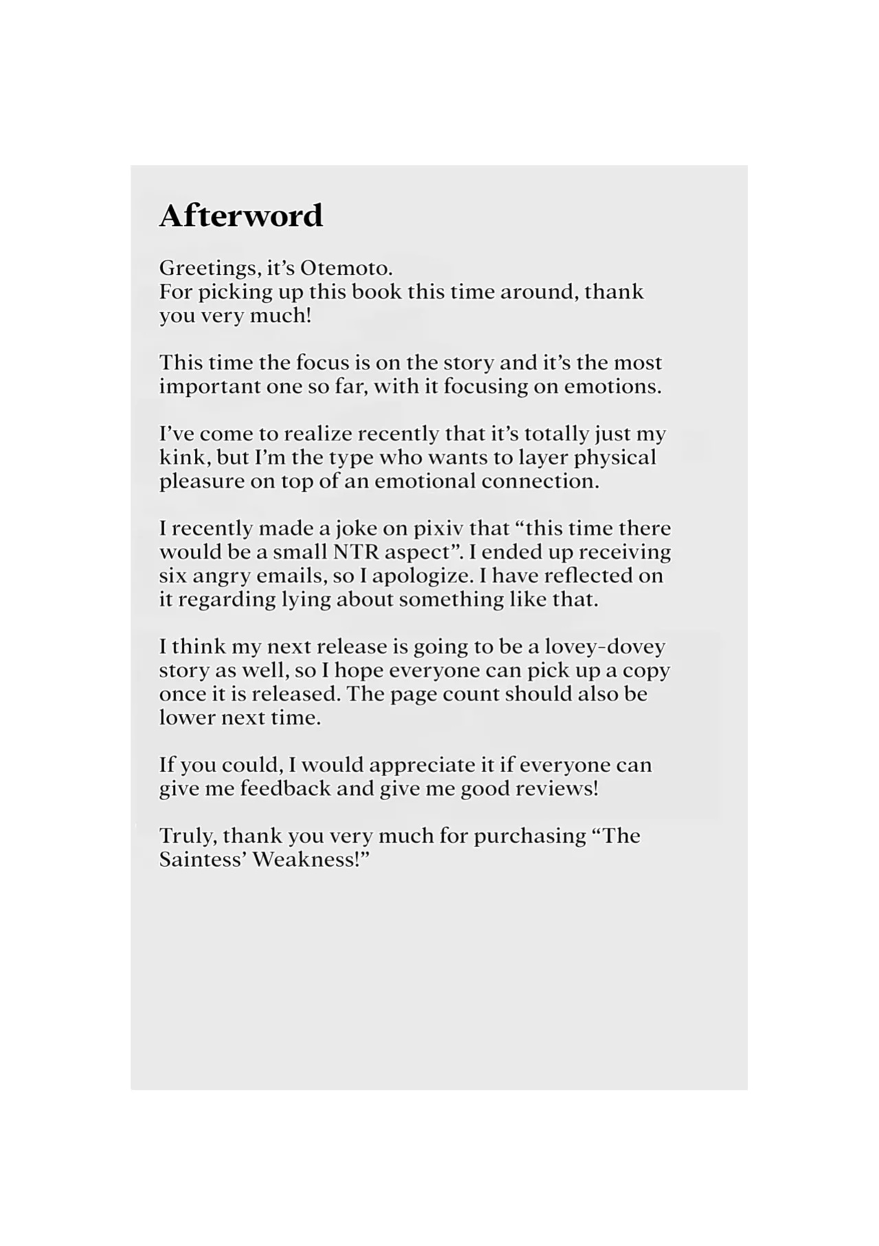 [HASHIOKI (Otemoto)] Seijo-sama no Jakuten | The Saintess' Weakness [Rirare Translation] [Dencensored]