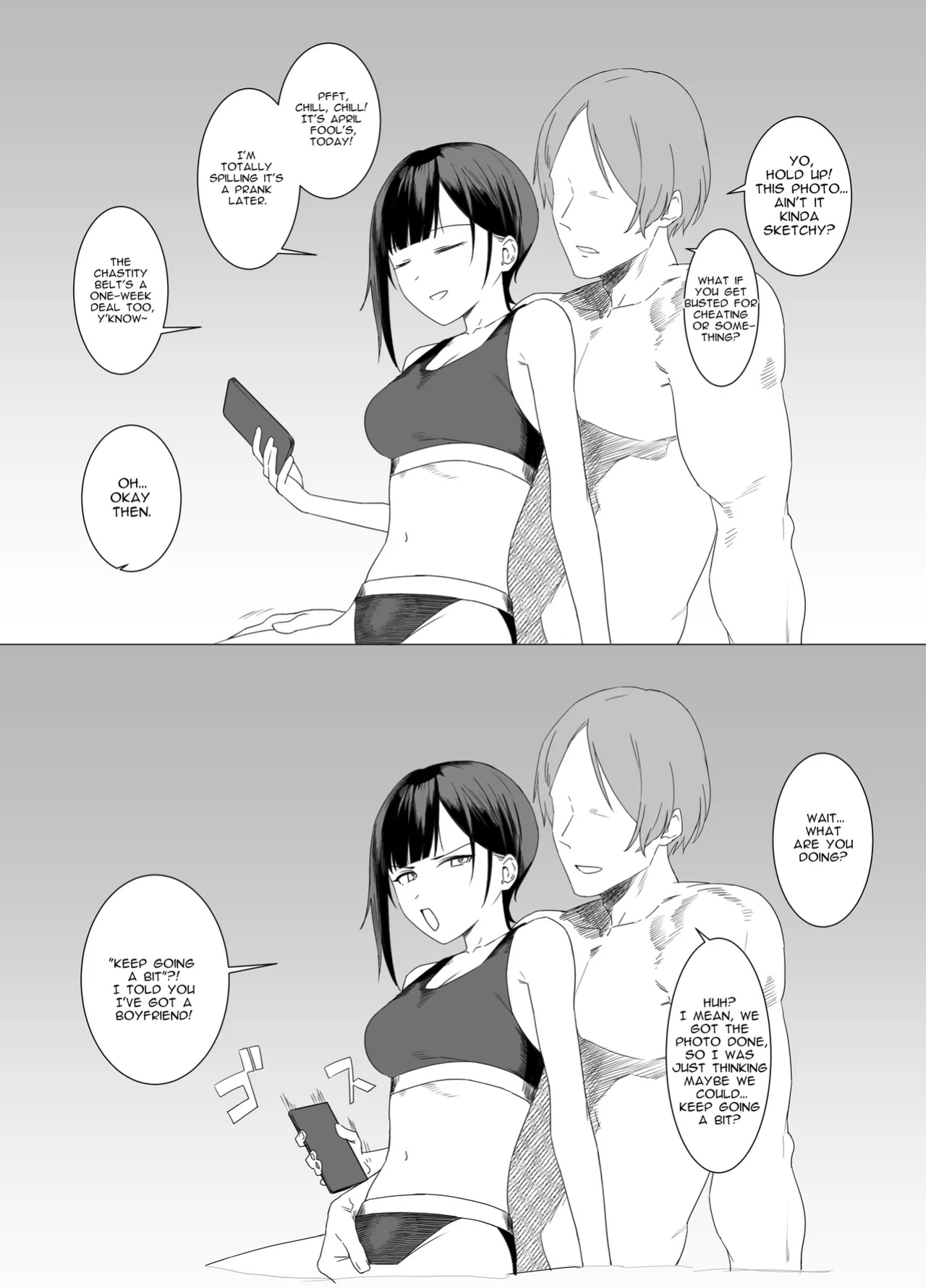 [Aoyagi Kabota] Intending to Control His Ejaculation with a Chastity Belt and Fake an NTR Prank on April Fool’s, the Mischievous Girlfriend Gets Overwhelmed by Her Partner’s Skills, Turning the Lie into Reality [Spirtohleb]