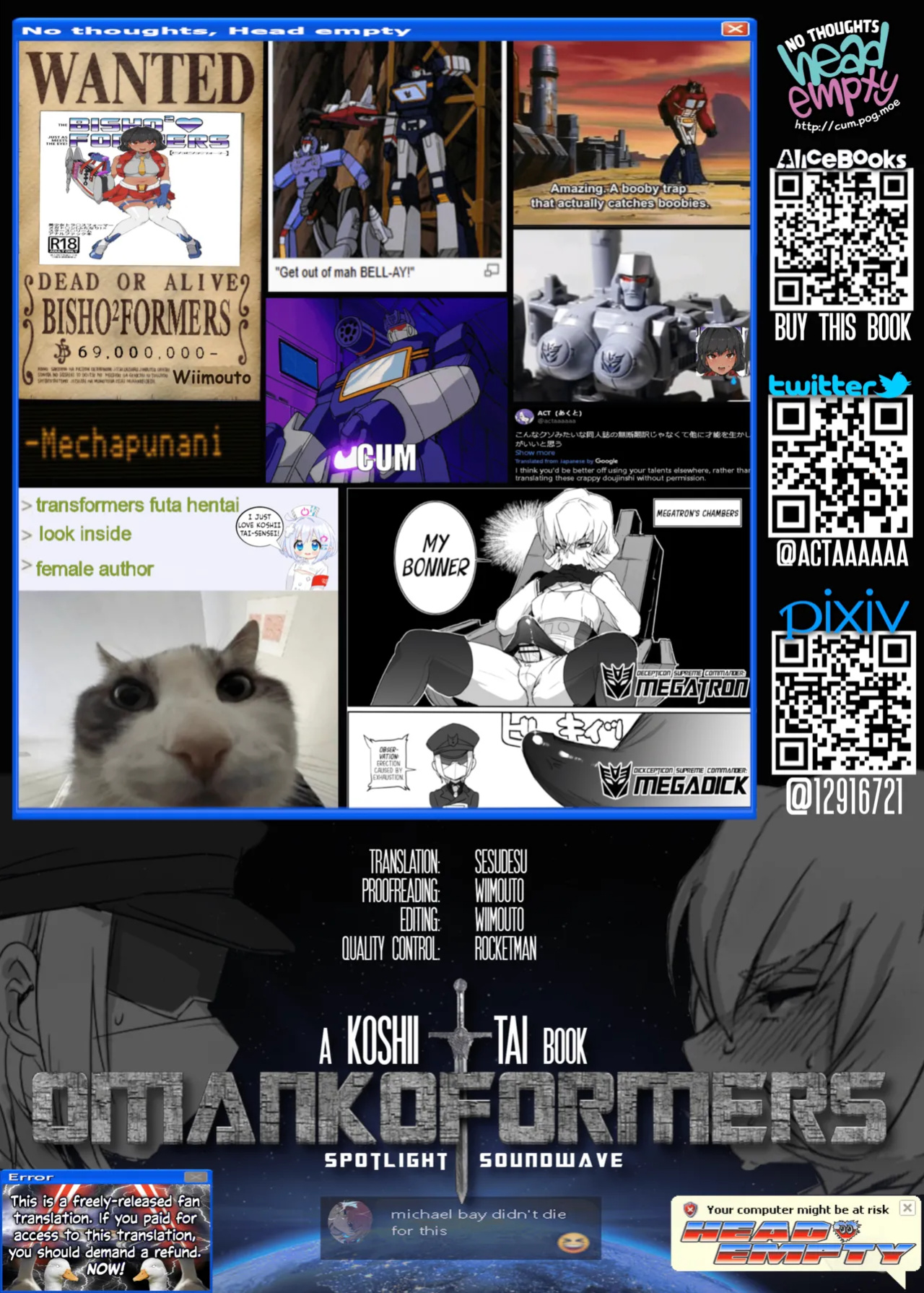 [Koshi no Itami (Koshii Tai)] Omankoformers: Spotlight Soundwave (Transformers) [head empty + Wiimouto]
