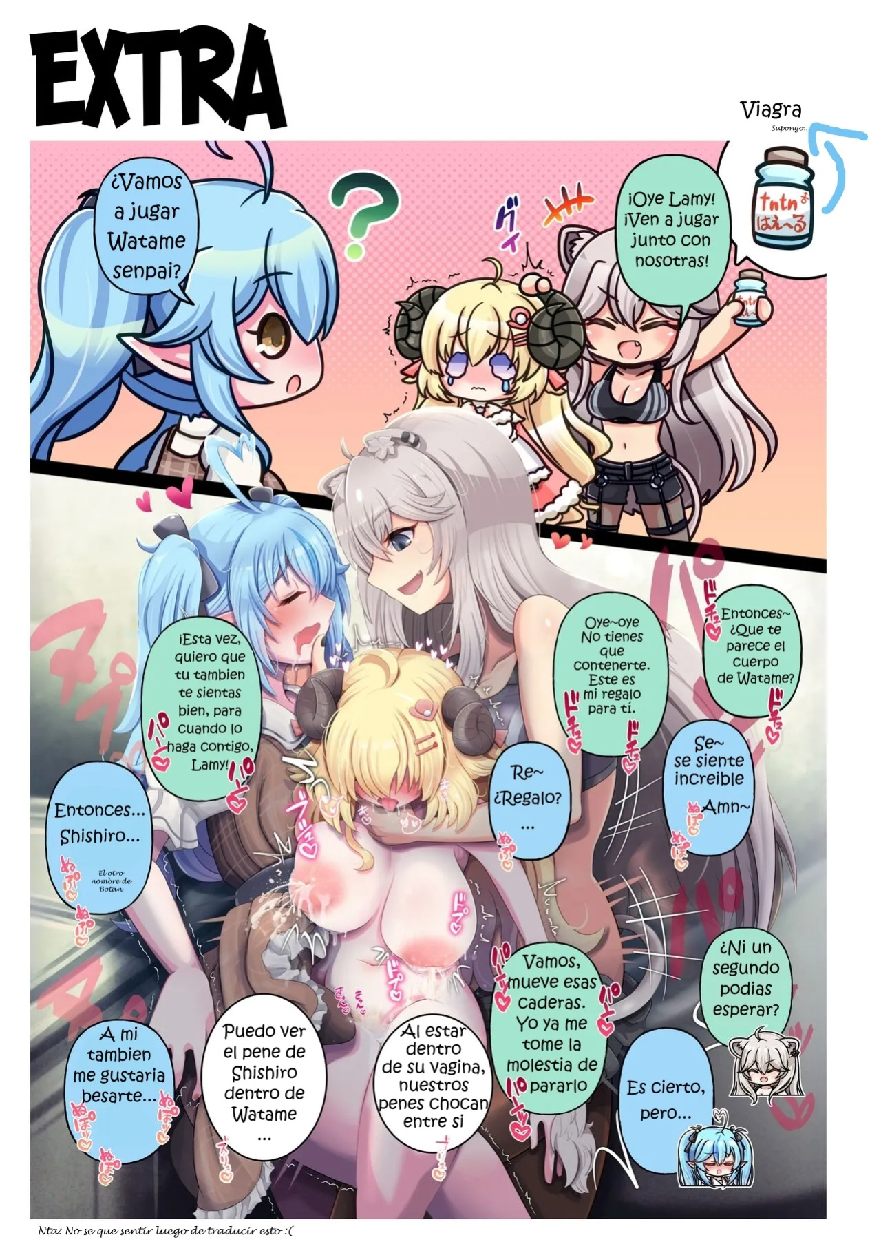 [Minominiya (Minomini)] Futashishi x Wata ♥Lion no Aijou Hyougen Hen♥ | Futashishi x Wata ♥La Expresión de Amor de Lalion♥ (Shishiro Botan, Tsunomaki Watame) [Rabu&Desu translations] [Spanish] [PorLaCultura]