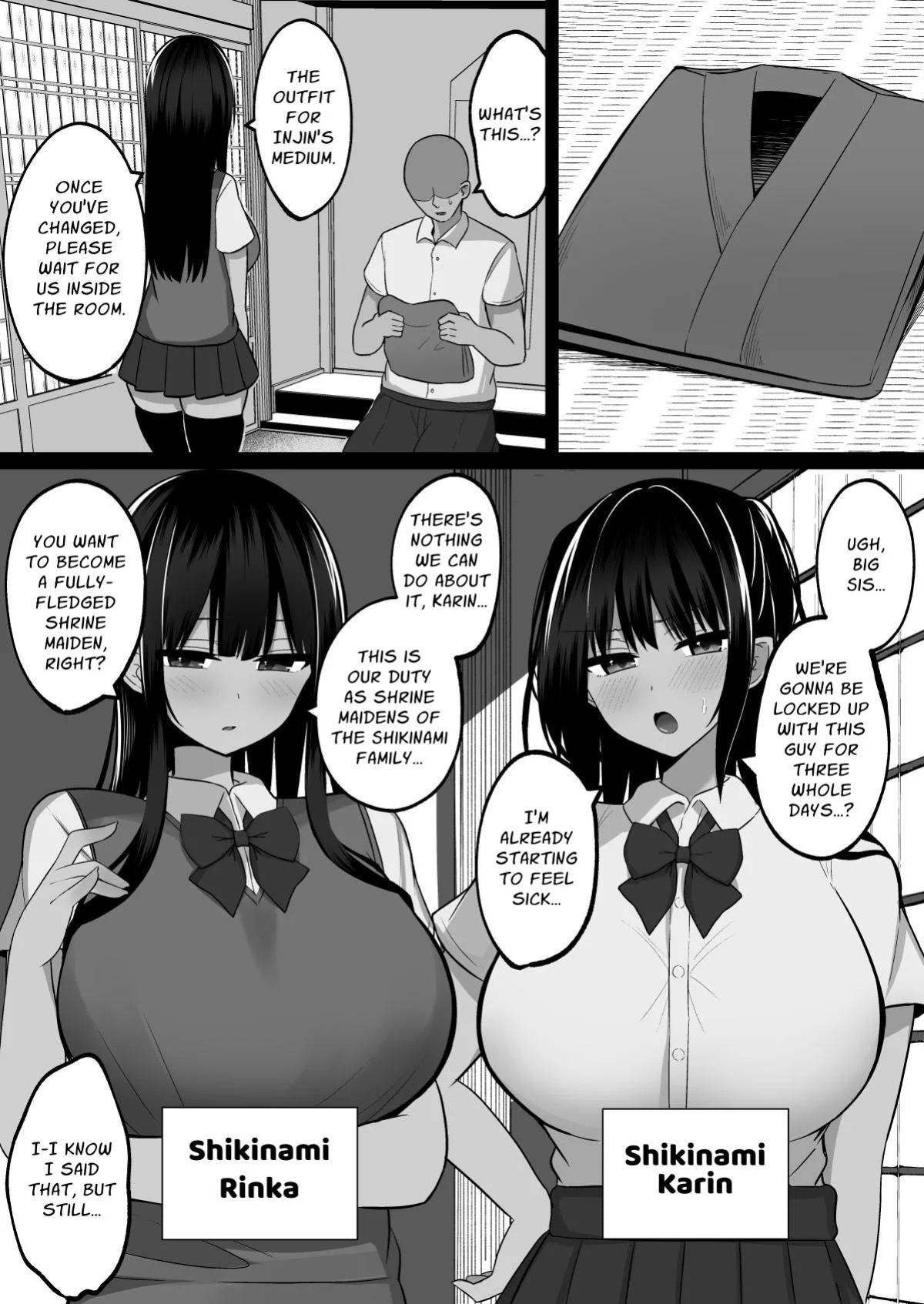 [Cinnamon Shima] Shrine Maidens of Injin: Mating Ritual With 2 Busty Miko Sisters, Locked in the Lust God's Shrine! [Kusanuu]