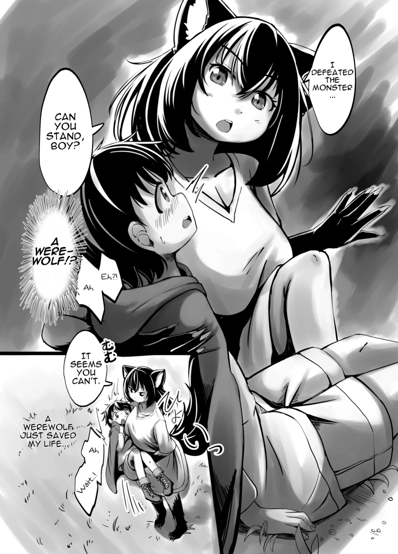 Kowai Jinrou Onee-san no Uchi Ni Tsurekomarete Kyousei Koubi Saserareta Ohanashi - A story of a werewolf woman who took me into her house and forced me to mate with her