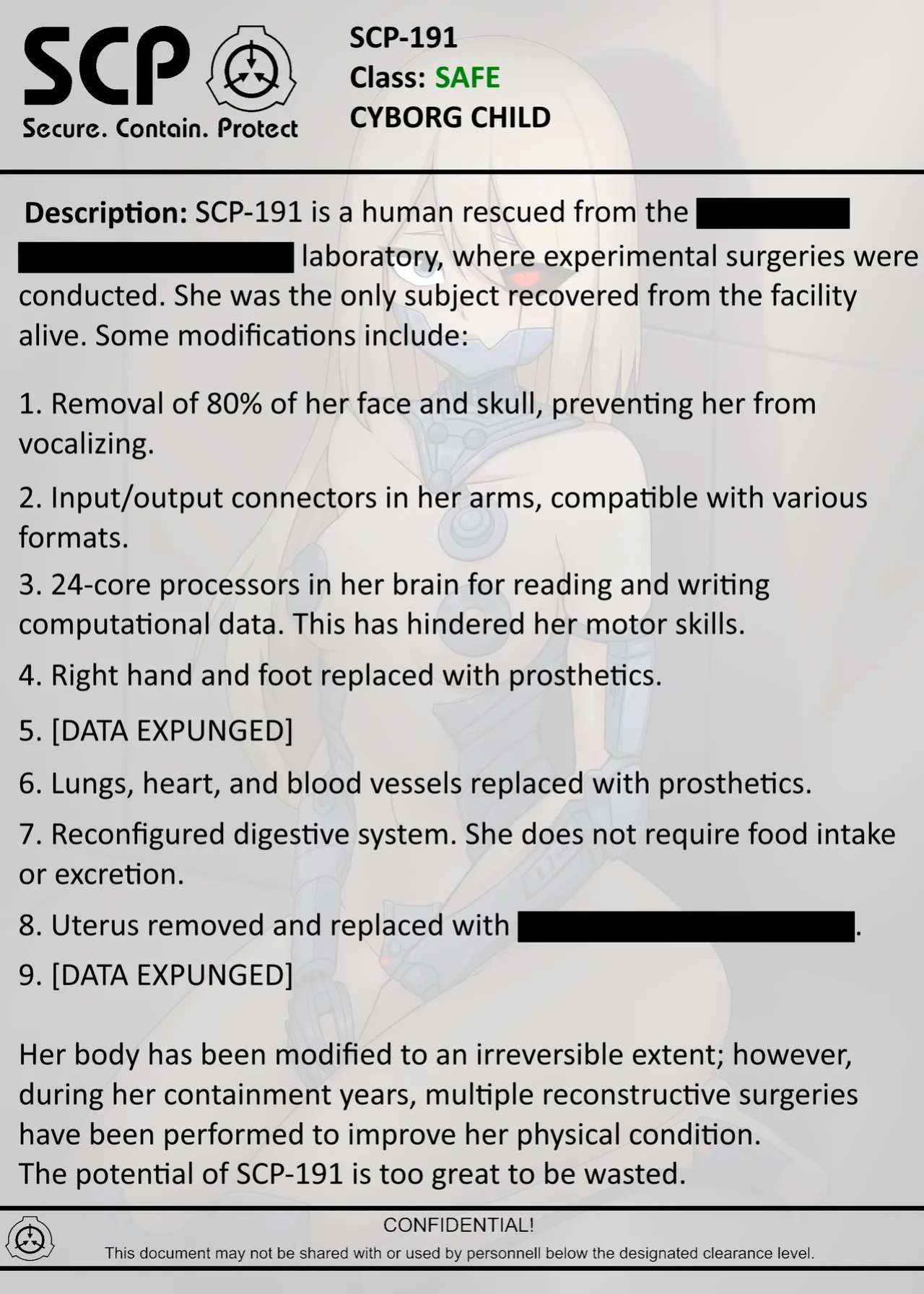 [AnanaKawaii] SCP-191 CYBORG CHILD (SCP Foundation)
