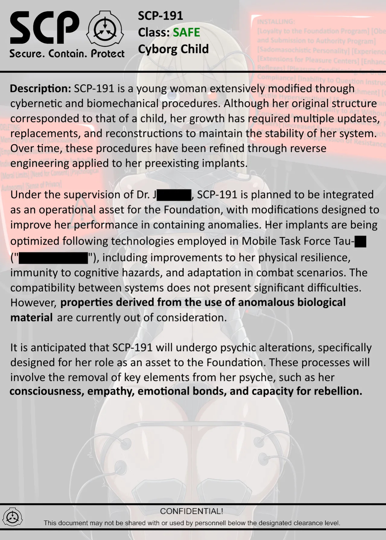 [AnanaKawaii] SCP-191 Cyborg Child (PAST) (SCP Foundation)