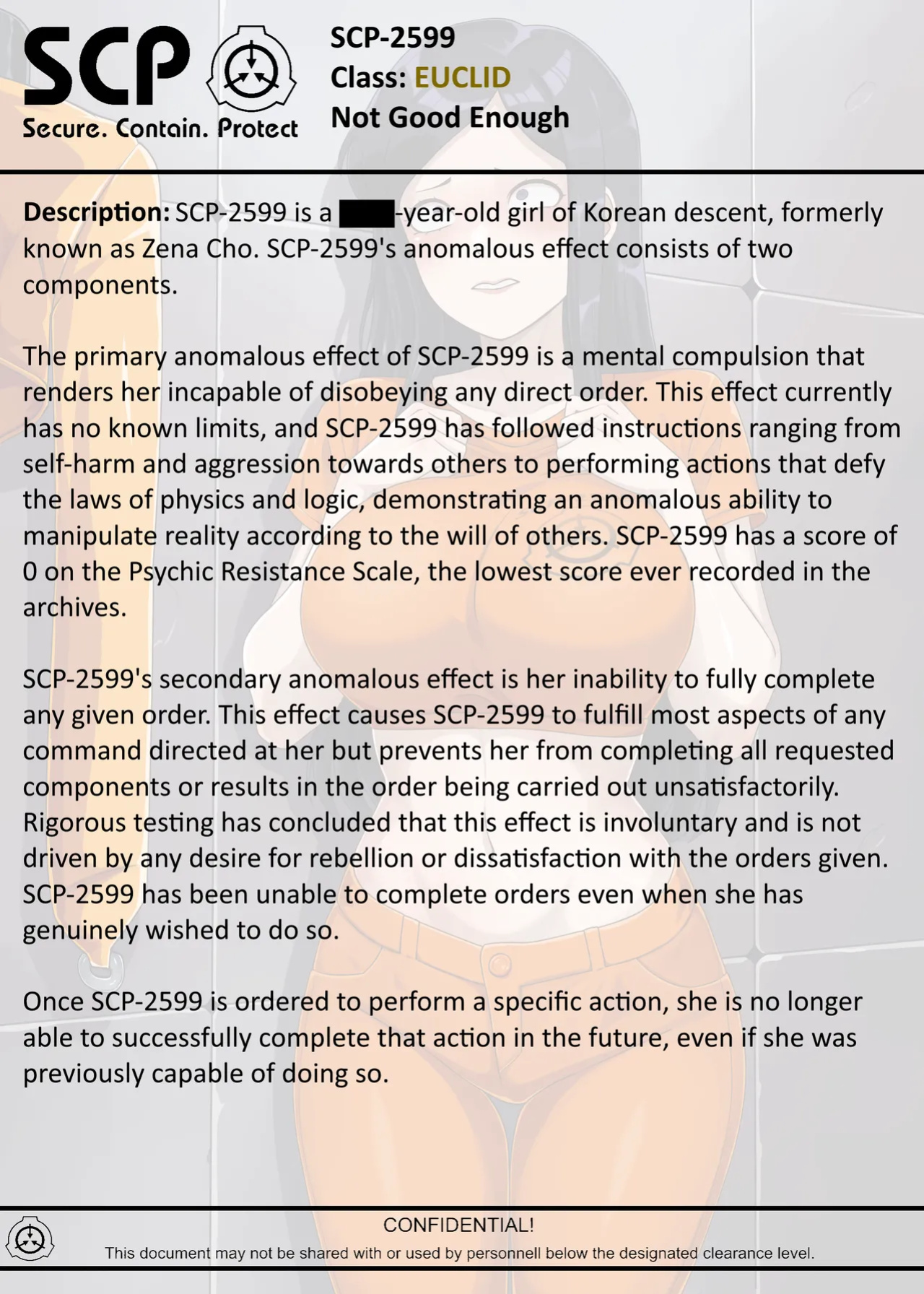 [AnanaKawaii] SCP-2599 Not Good Enough (SCP Foundation)