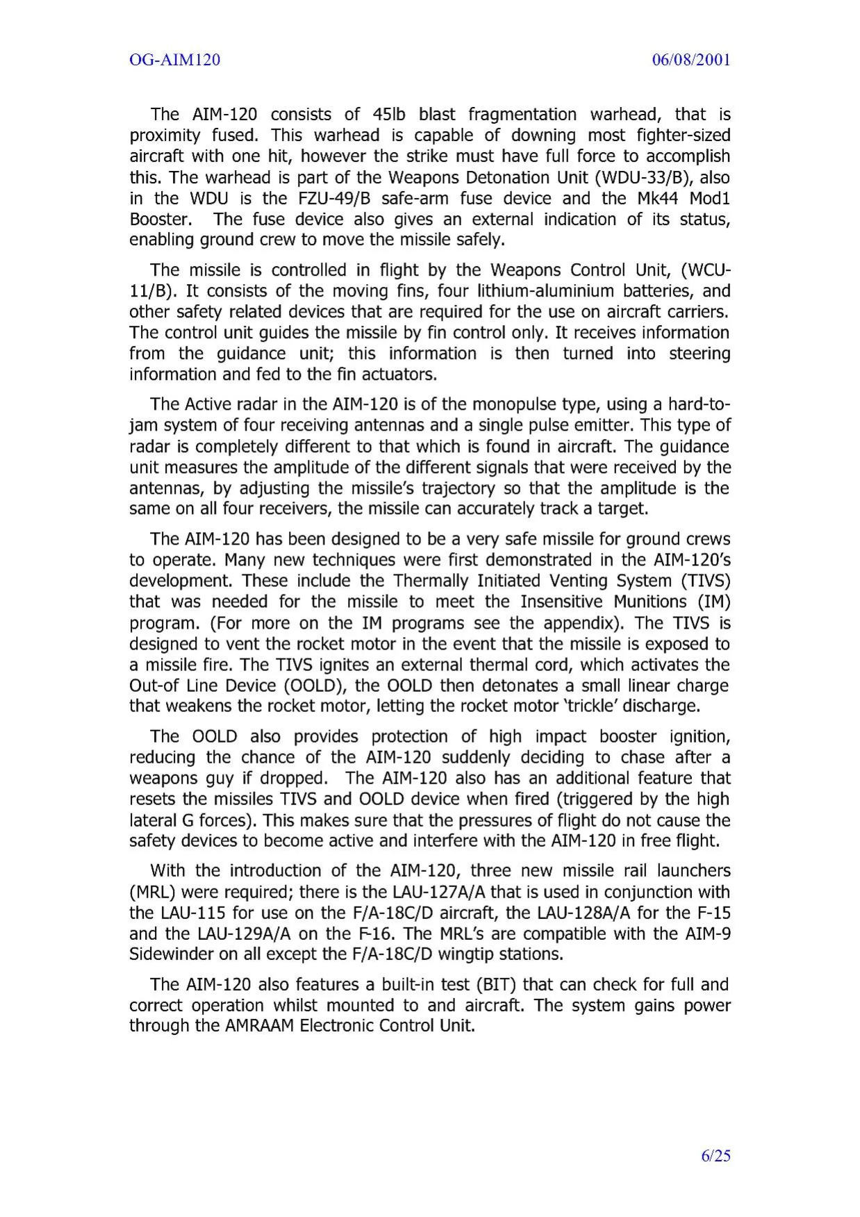 AIM-120 AMRAAM Operation Guide